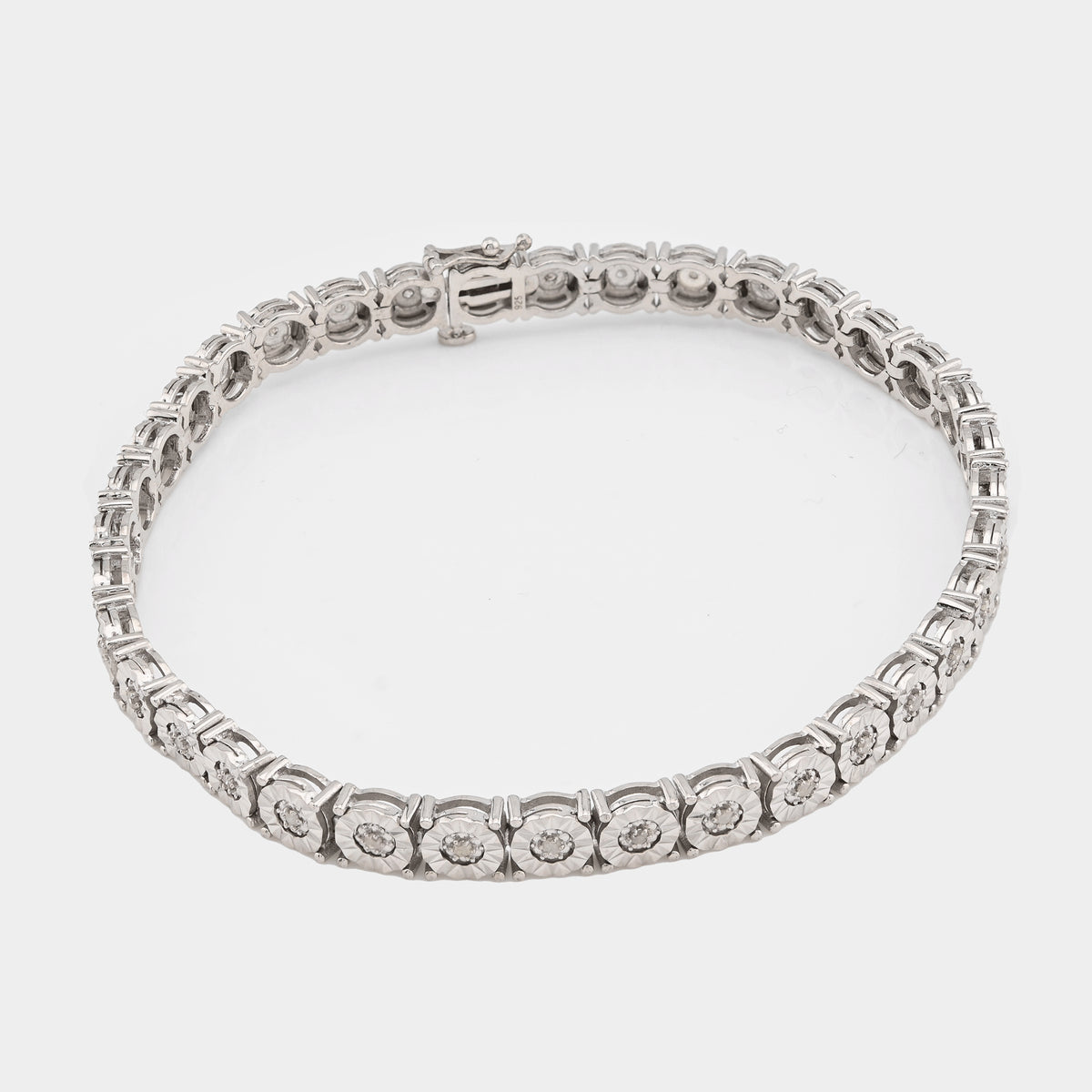 925 Silver 0.8CTW Natural Diamond Tennis Bracelet 5MM 8" Men — view 9