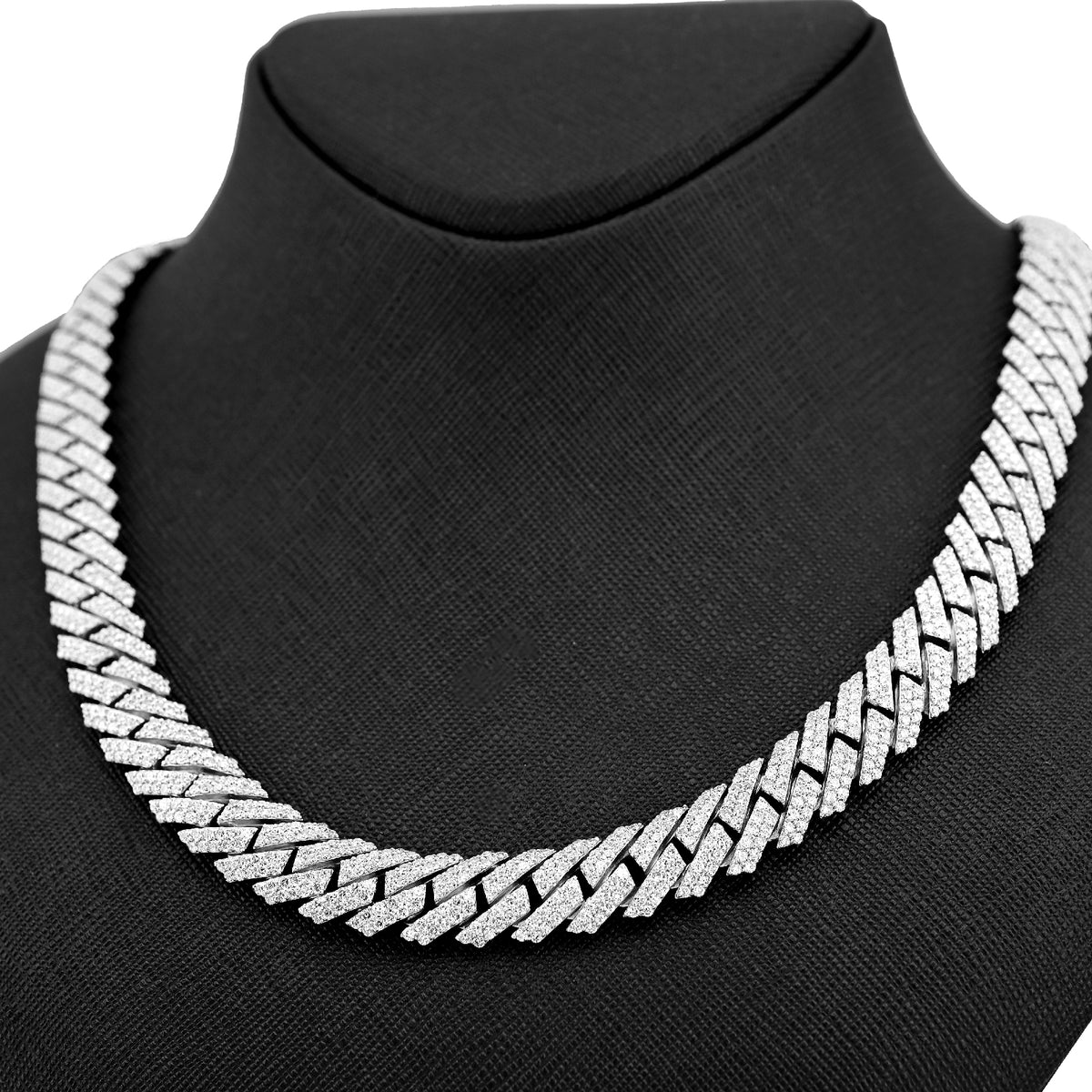 925 27.66CT Lab Diamond 11MM Snake Cuban Chain 21" Men Necklace — view 2
