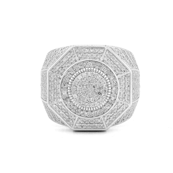 Octagon Shape Men Ring 2.50CT Natural Diamond 10K White Gold Men Ring