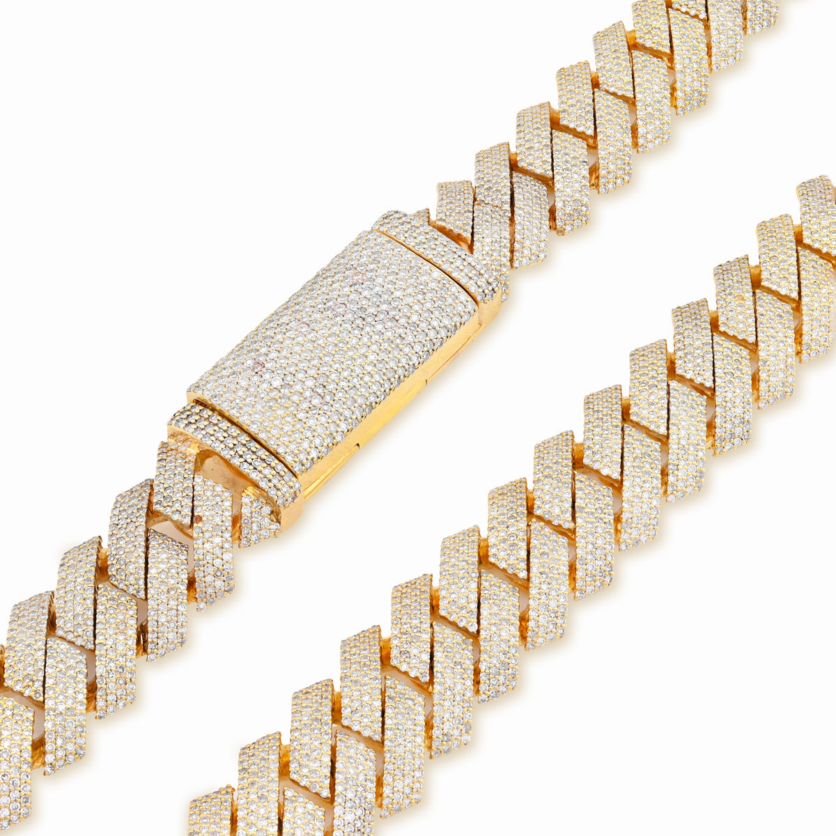 10K yellow Gold 23.5CT Natural Diamond 14MM Cuban Link Chain 22" Men Necklace 169.6g — view 3