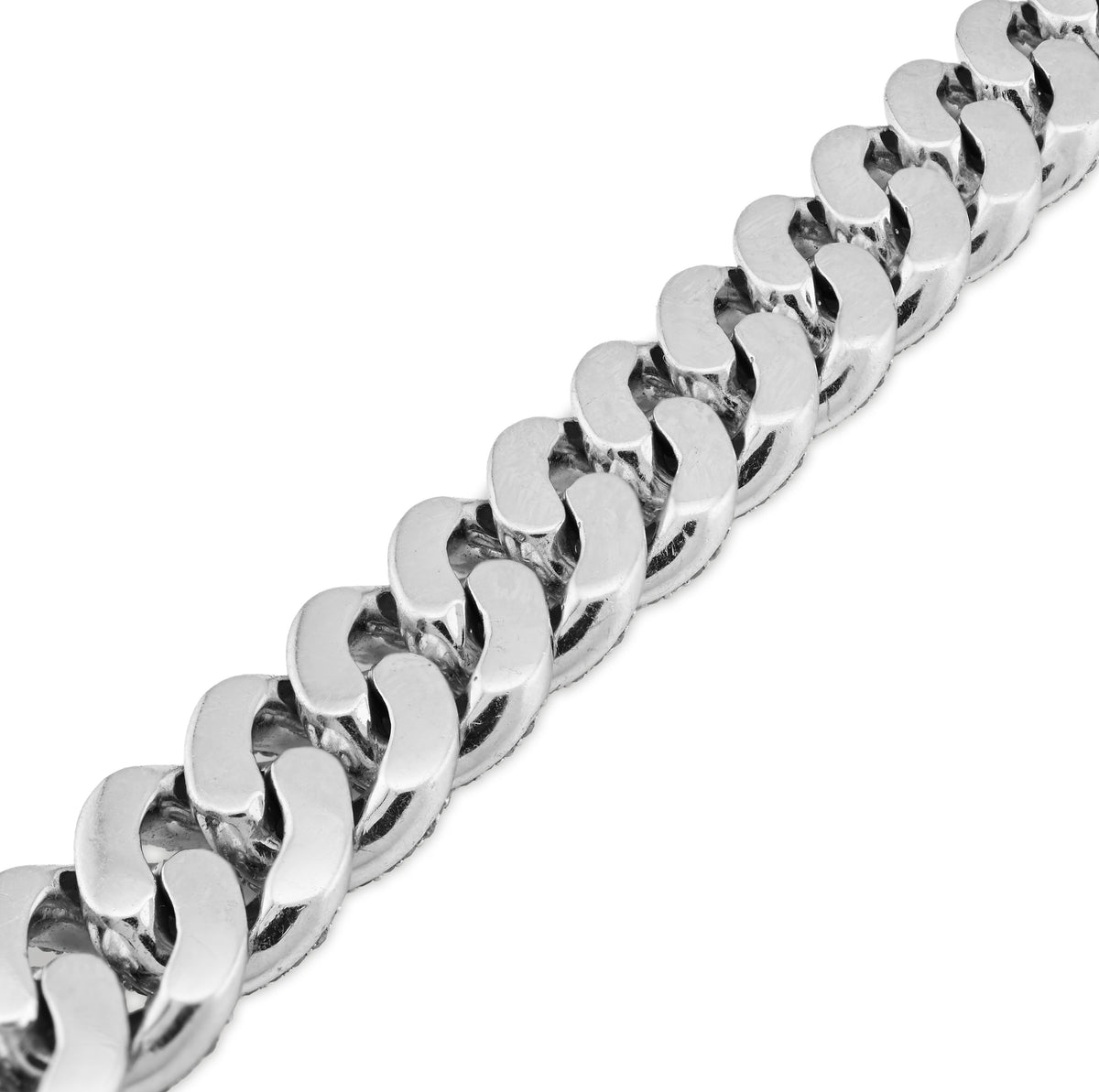 10K White Gold 7.5CT Natural Diamond Round/Baguette 8MM Cuban Link Bracelet 8" 48.8g — view 6