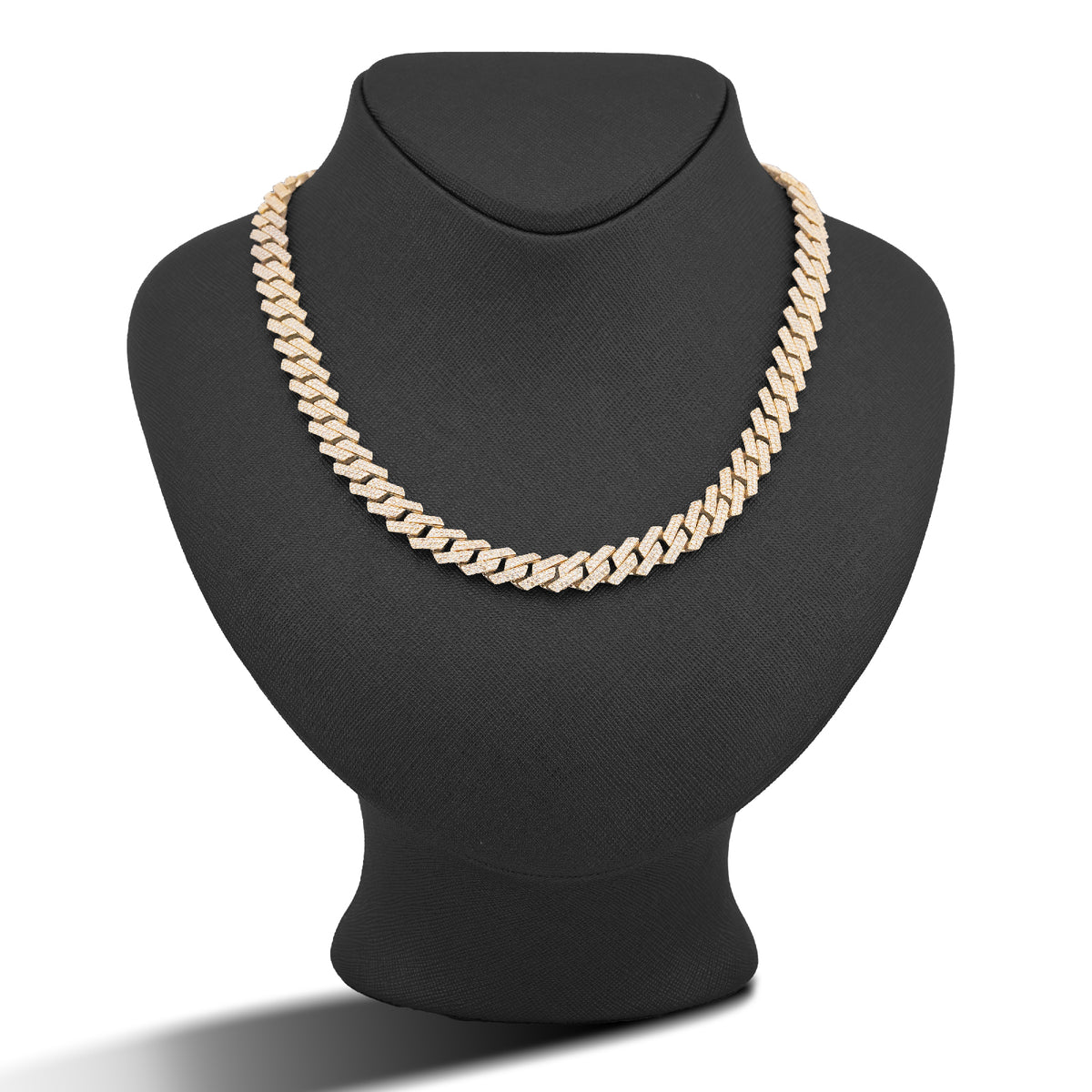 14K Yellow Gold 8.5CT Natural Diamond 10MM Men Box Cuban link Chain 24" Necklace — view 2
