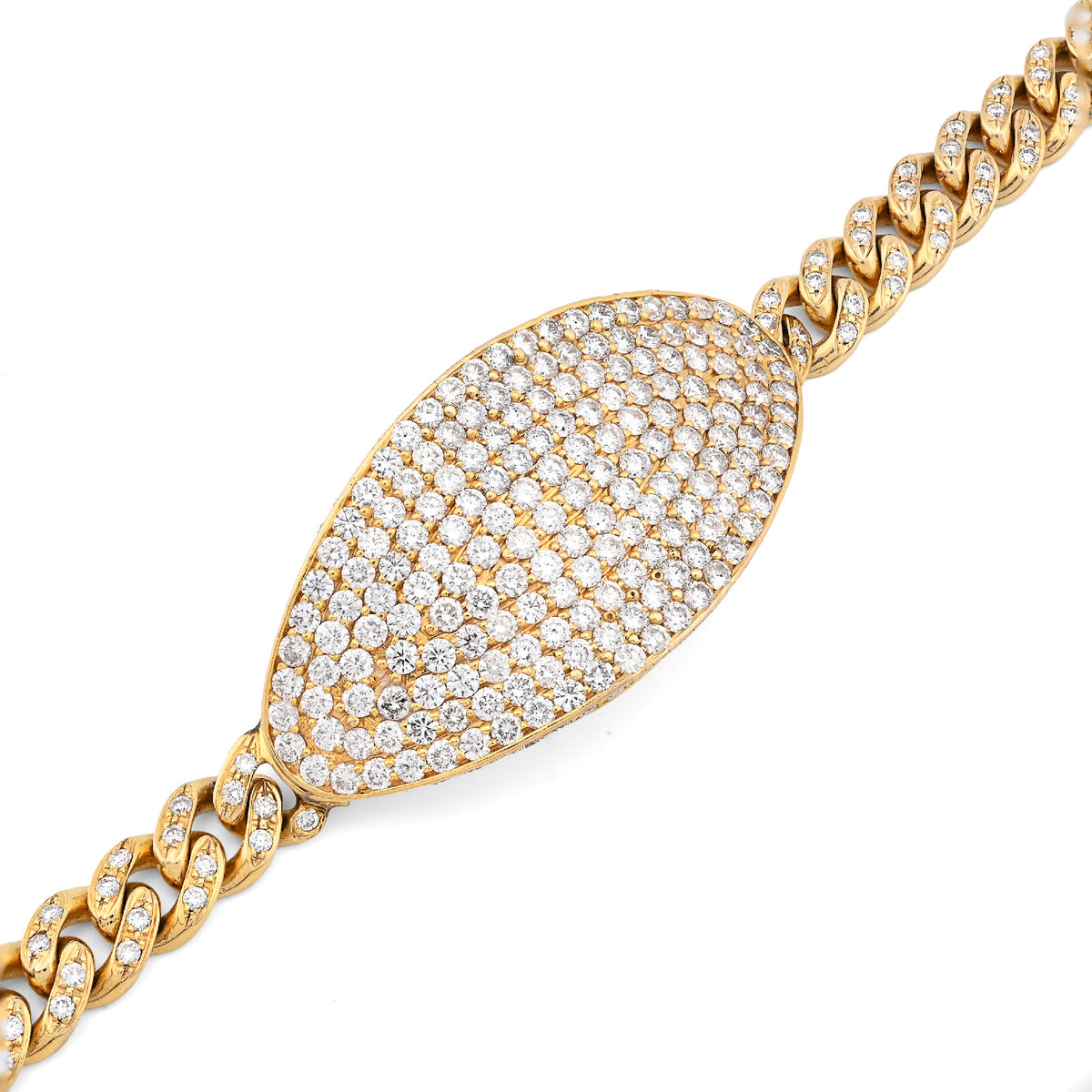 10K Yellow Gold 10.25CT Natural Diamond Over ICED ID 8" 10MM Bracelet Men 70.3g  — view 2