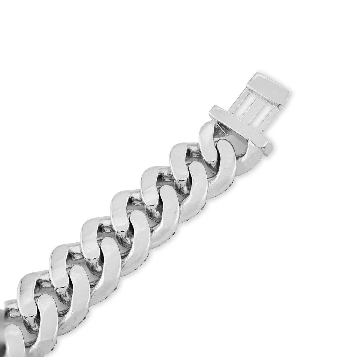 10K White Gold 6.75CT natural Diamond Round/Baguette Cuban Link 11.5MM Bracelet 8" Men  — view 7