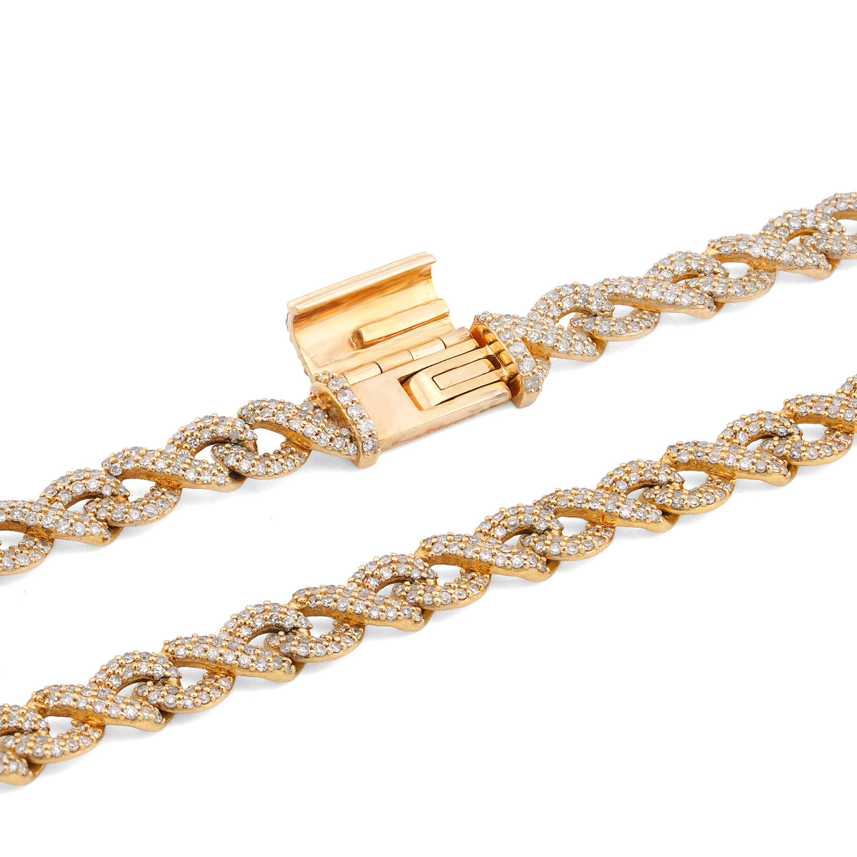 10K Yellow Gold 8CT Natural Diamond Infinity Link 6MM Men Chain 24" Necklace — view 4