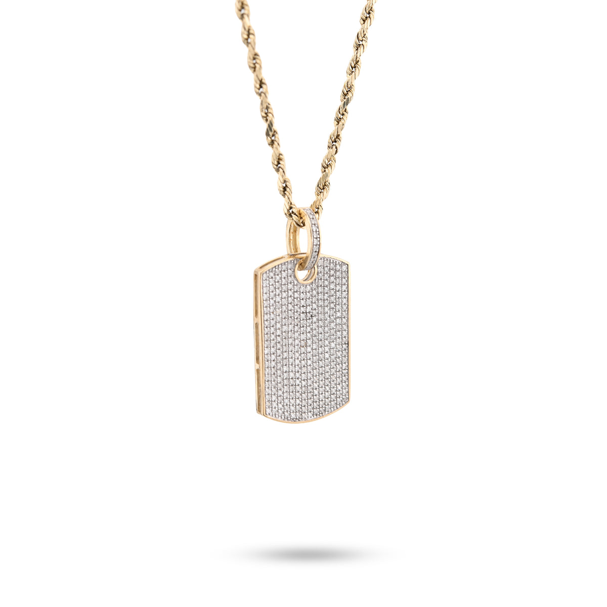 10K Yellow Gold Rectangular 0.65 CT Natural Diamond Charm Men 32.5 MM — view 2