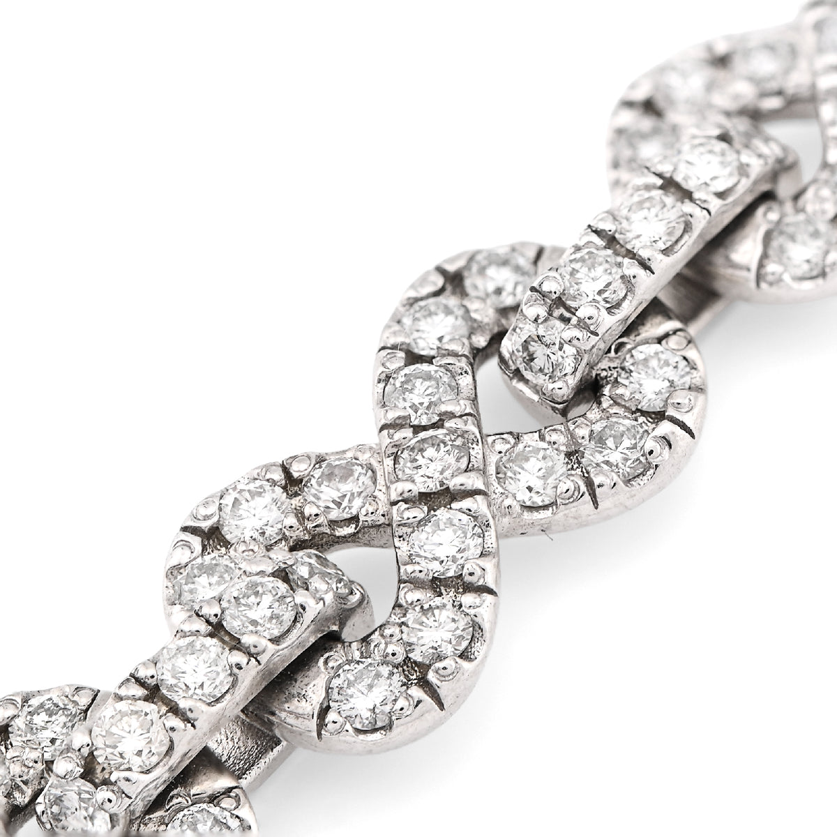 10K White Gold 12.5CT Natural Diamond Infinity Link 11MM Men 51.1g Bracelet 8" — view 3