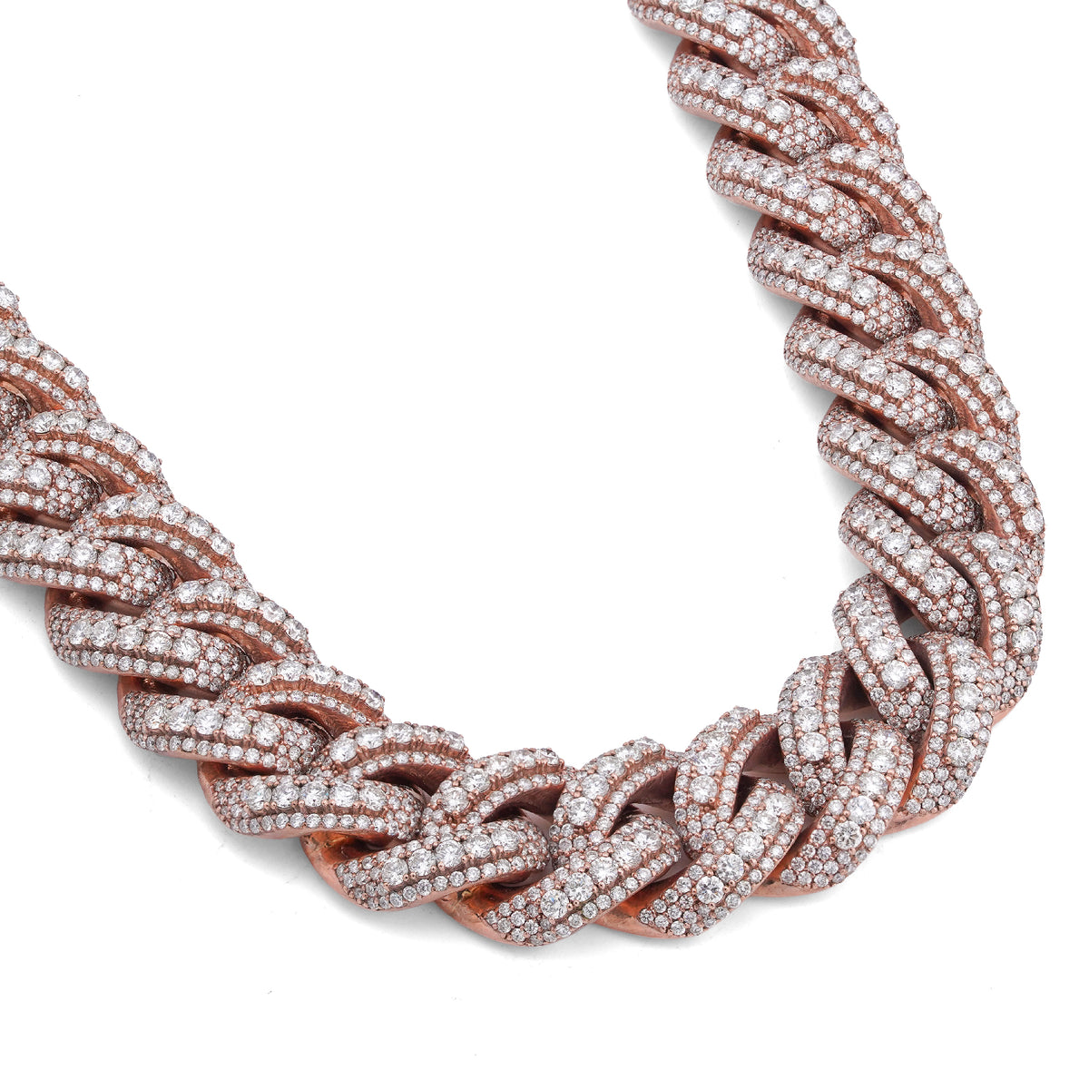 10K Rose Gold 60.58CT Round Cuban link natural Diamond 203 Grams Chain Men 15MM 22" Necklace — view 8