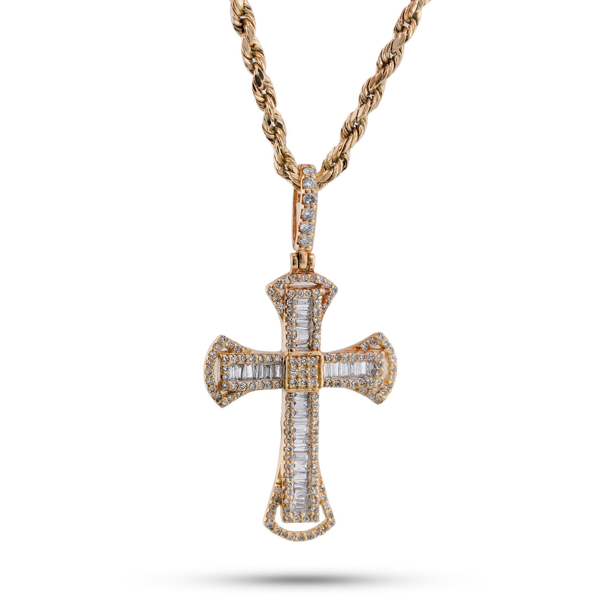 10K Yellow Gold 0.55CT Natural Diamond Small Cross Pendant Men Women Charm — view 3