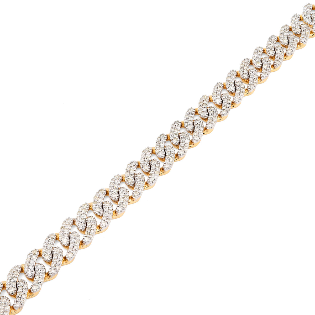 10K Yellow Gold 3.8 CT Natural Diamond Cuban Link Mens Bracelet 8 MM 8" — view 2