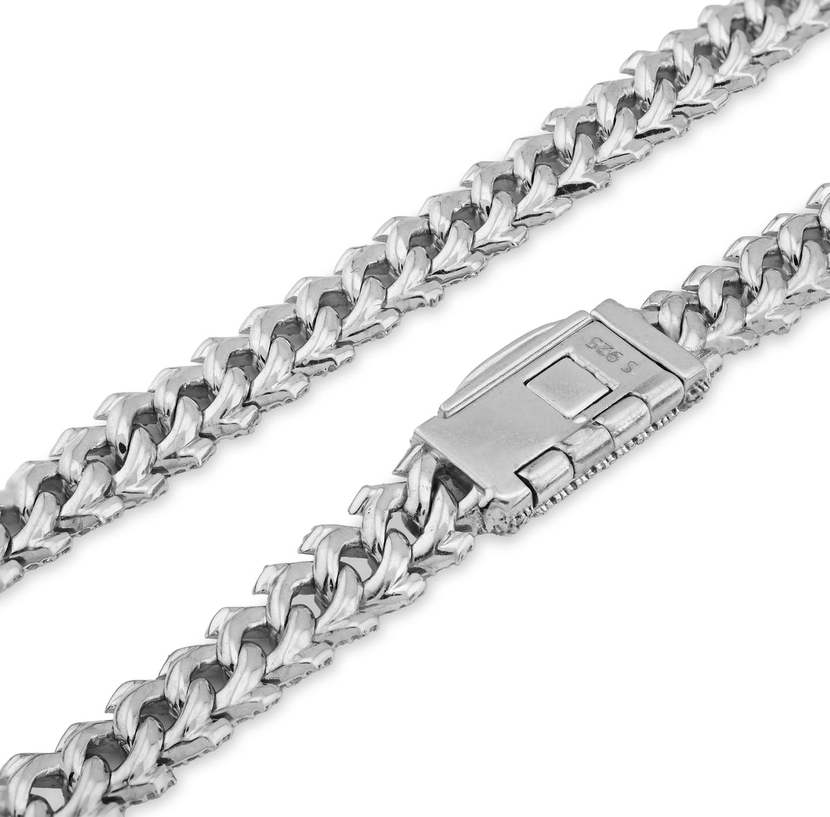 925 SS 9.7CT Natural Diamond Snake Cuban Link 8MM Chain Men Women 22" Necklace — view 7