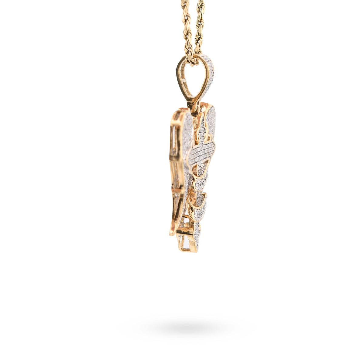 10K Yellow Gold Cross with Angel Wings 0.83CT Natural Diamond Charm Men Women Pendant — view 5