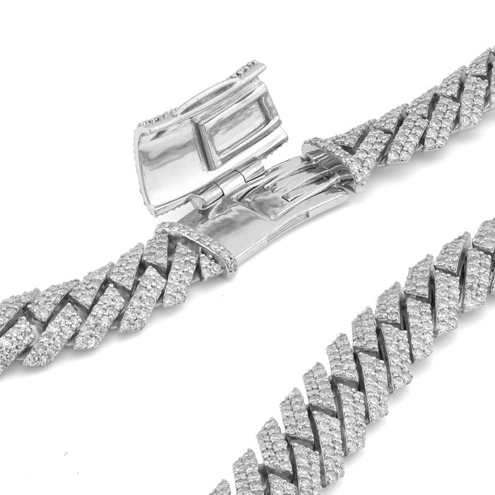 925 SS 22.85CT Lab Diamond 10MM Snake Cuban Link Chain 10MM 22" — view 1