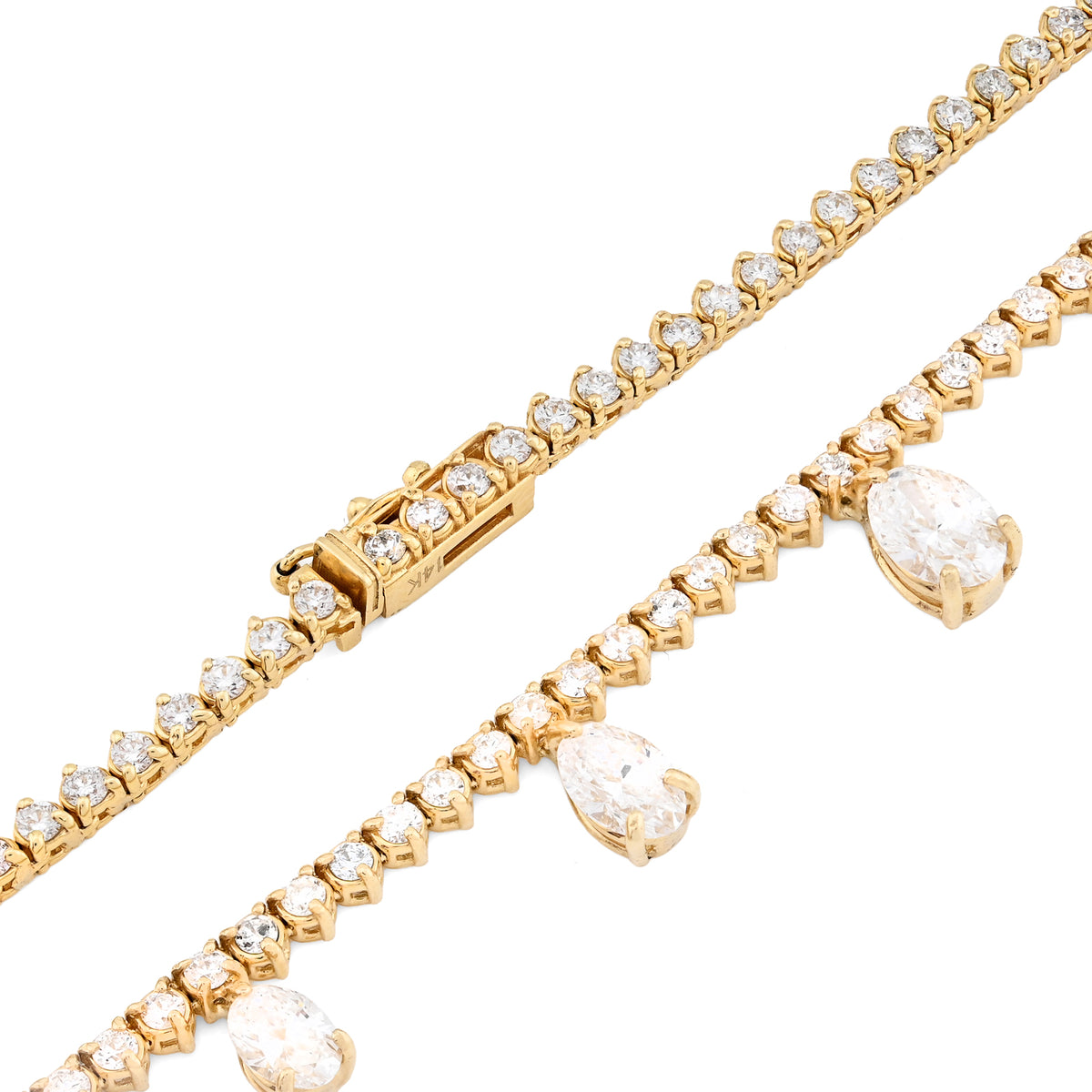 14K yellow Gold 9.52 CT Lab Diamond Solitaire Tennis Chain 17" Women 18.8 g Necklace — view 6