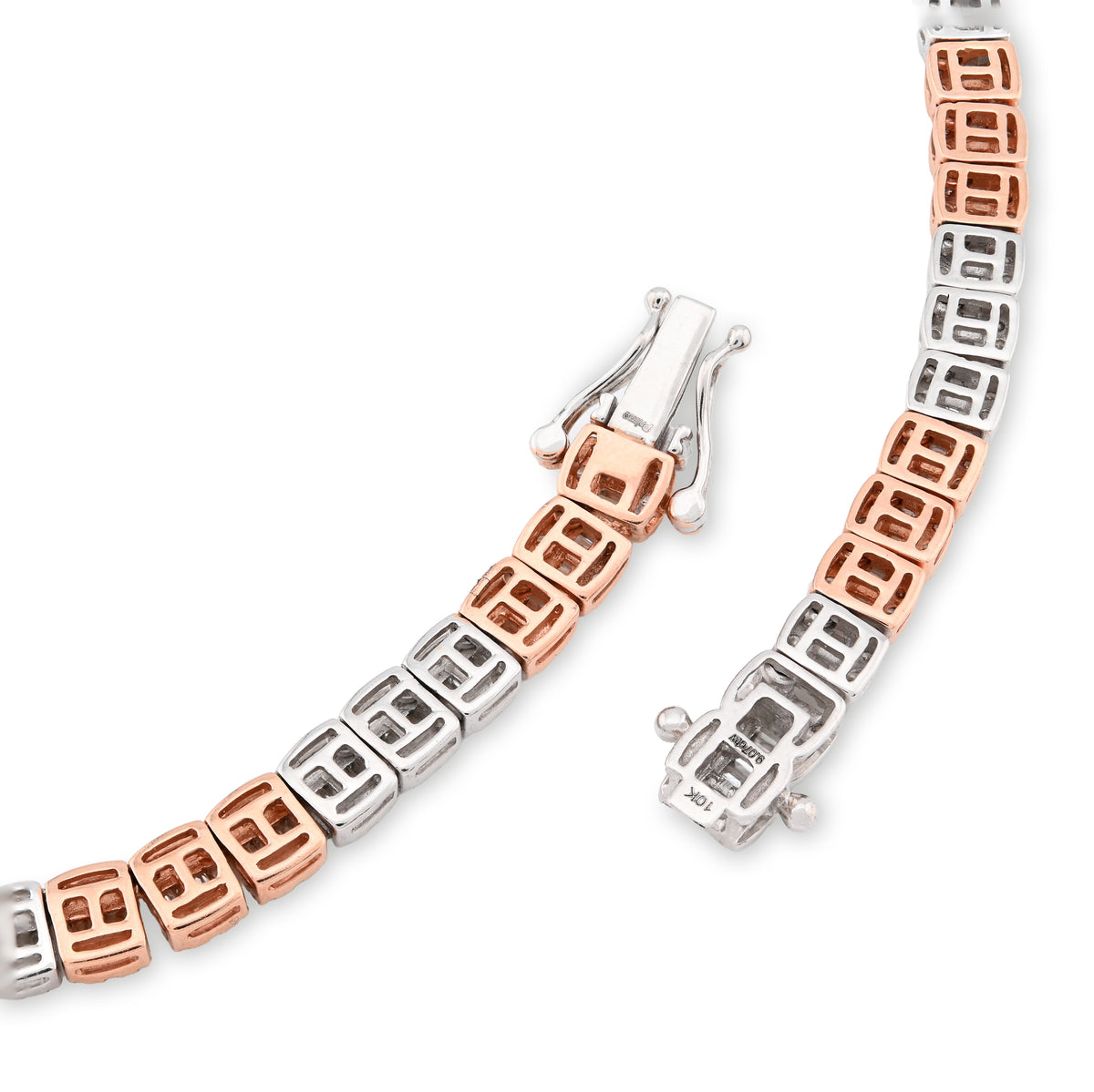 10K Rose/White Gold 9CT Natural Diamond Round/Baguette Tennis Chain 5MM Men Women 20" CHain — view 2