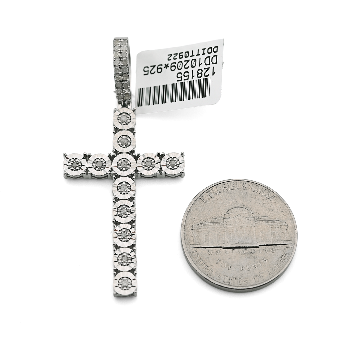 925 Natural Diamond 0.35CT Cross Pendant Men Women charm — view 6