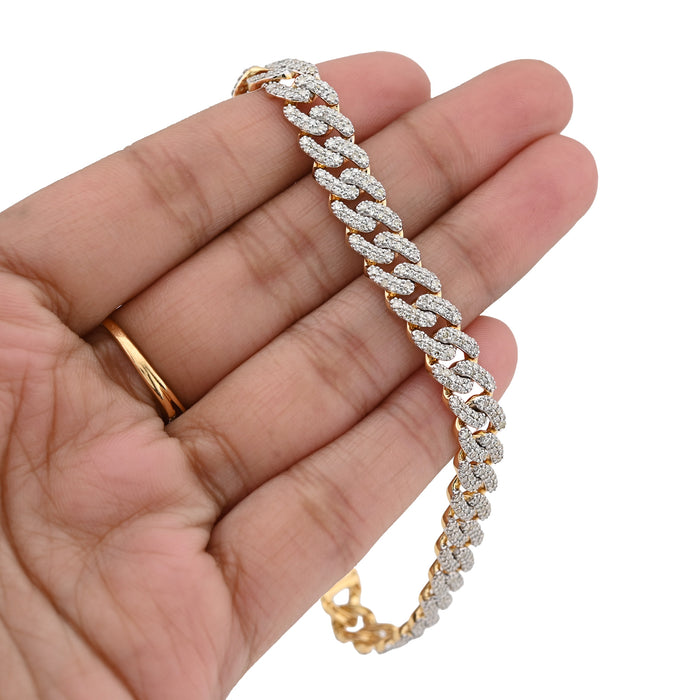10K Yellow Gold 3.8 CT Natural Diamond Cuban Link Mens Bracelet 8 MM 8" — view 1