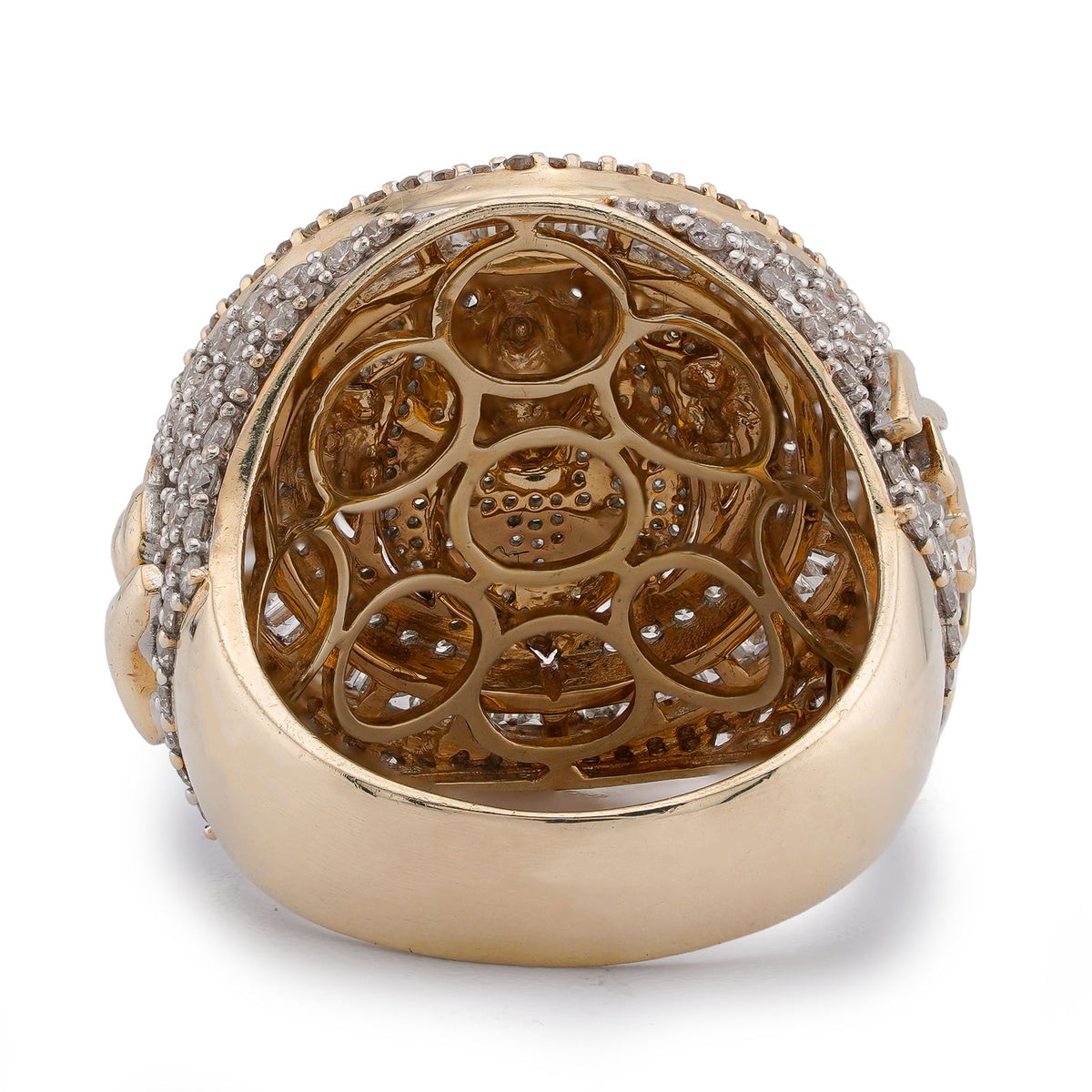 10K Yellow Gold 2.98CT Round/Baguette Natural Diamond Lion Head/Paws Round Shape Men Pinky Ring — view 3