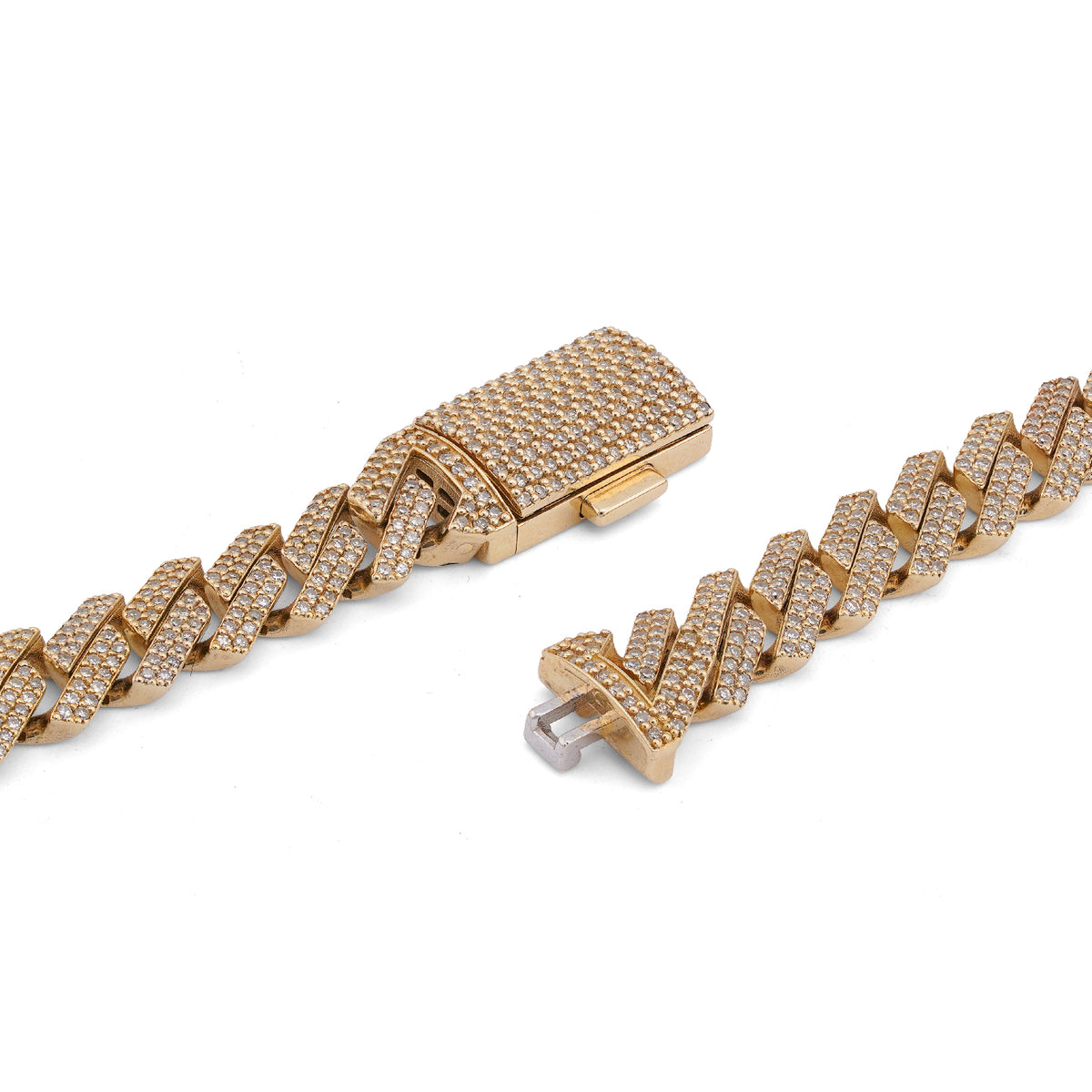 14K Yellow Gold 8.5CT Natural Diamond 10MM Men Box Cuban link Chain 24" Necklace — view 4