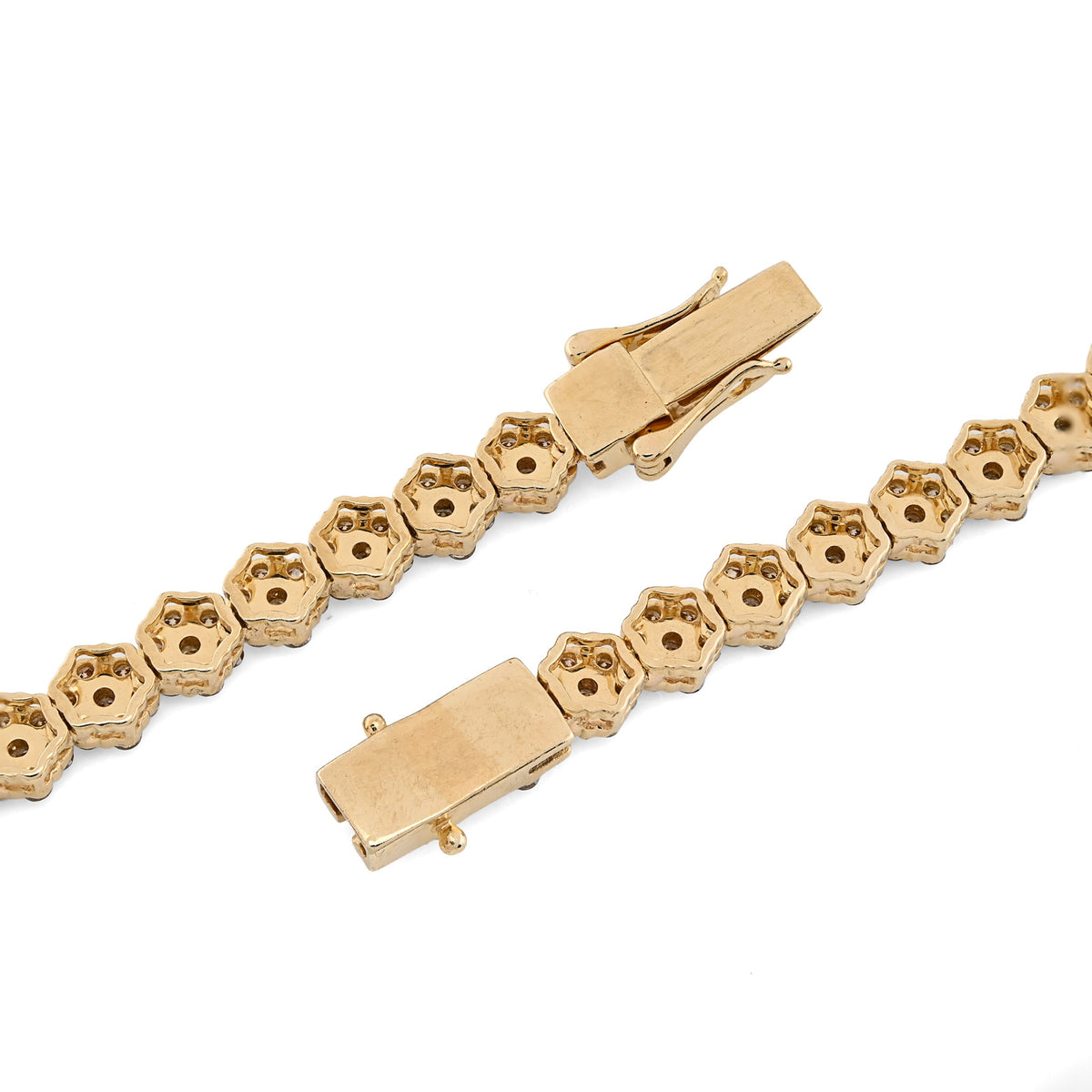 10K Yellow Gold 16.89 CT Natural Diamond Flower Setting Tennis Chain 22" Mens — view 6