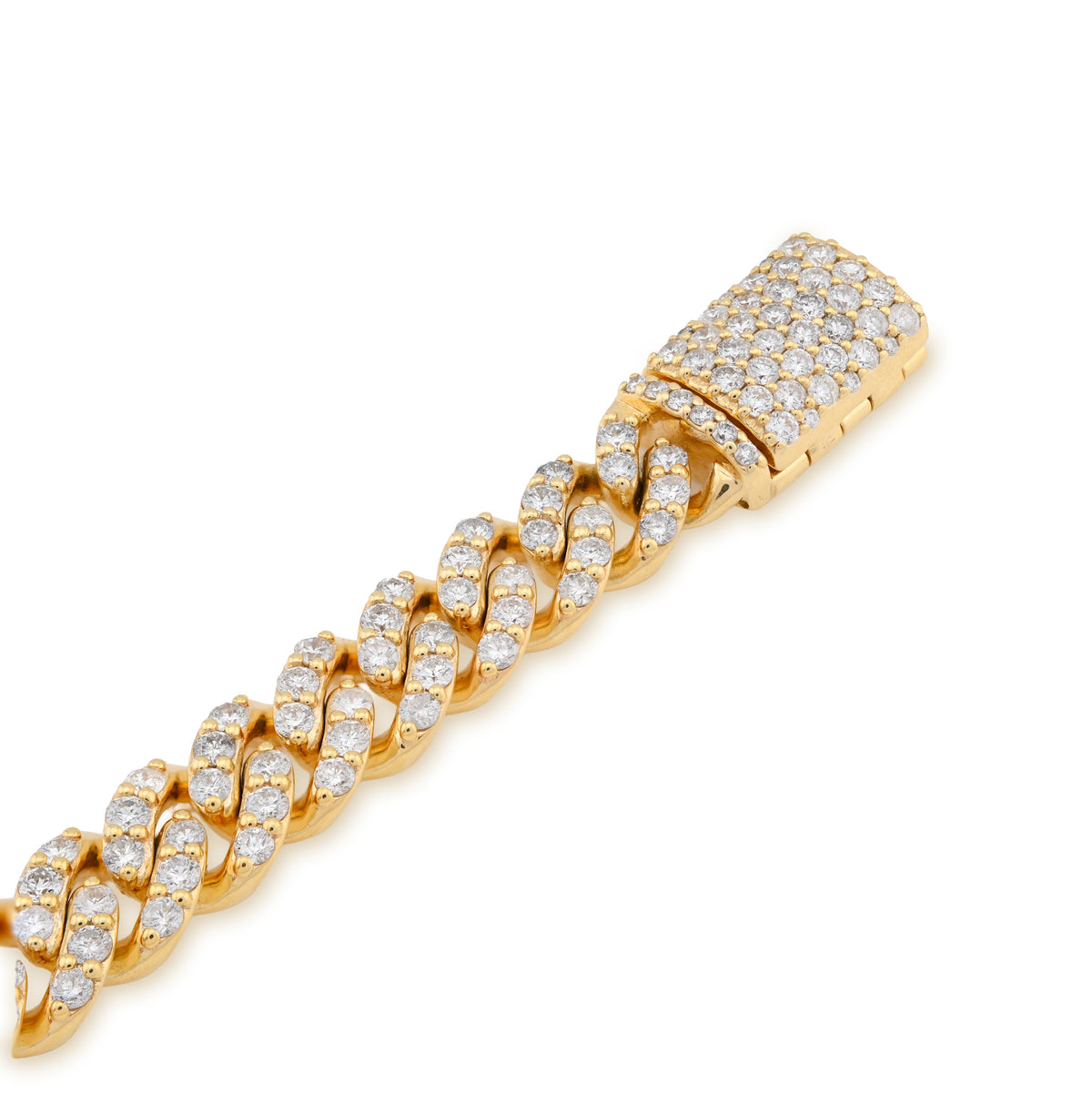 10K yellow Gold 6.87CT natural Diamond Round Cuban Link Bracelet 8MM Men Bracelet 8" — view 5