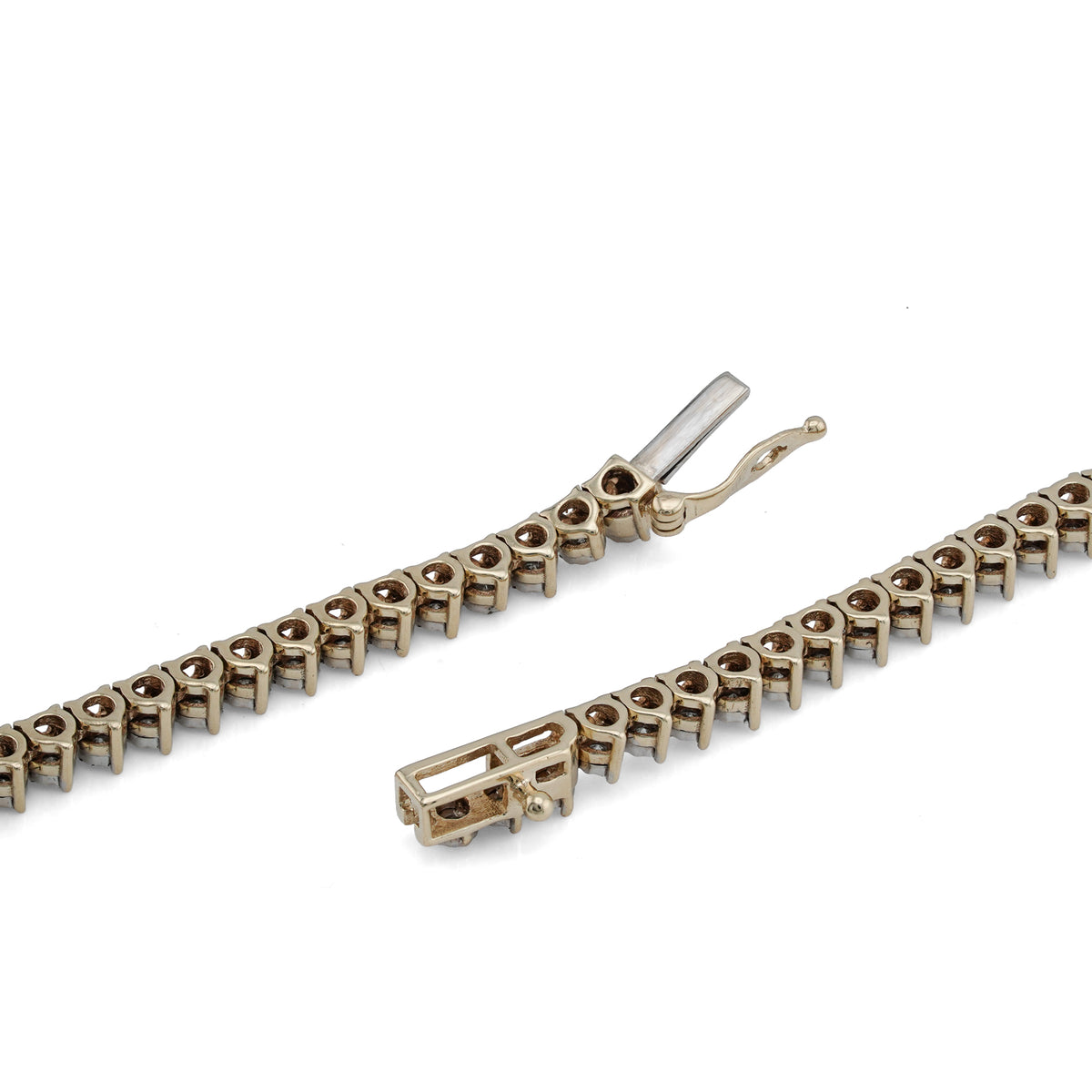 10K Yellow Gold 2CT Natural Diamond Illusion Set Tennis Chain 20" Men Women Necklace — view 3