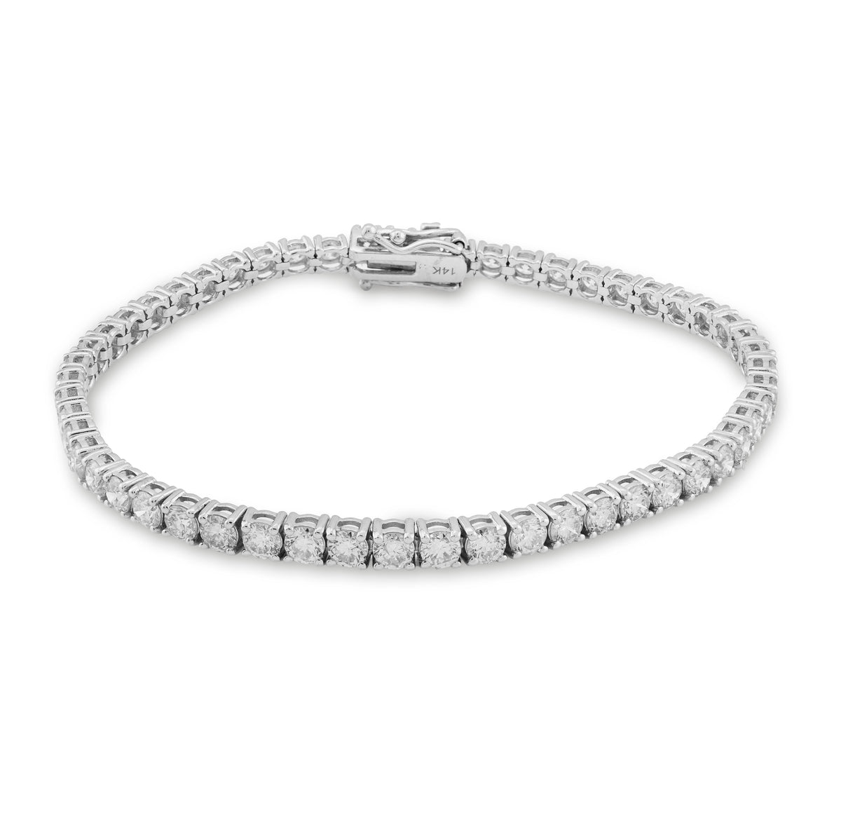 14K White Gold 5.40CT Natural Diamond 10 Pointer Tennis Men Women 7" Bracelet — view 2