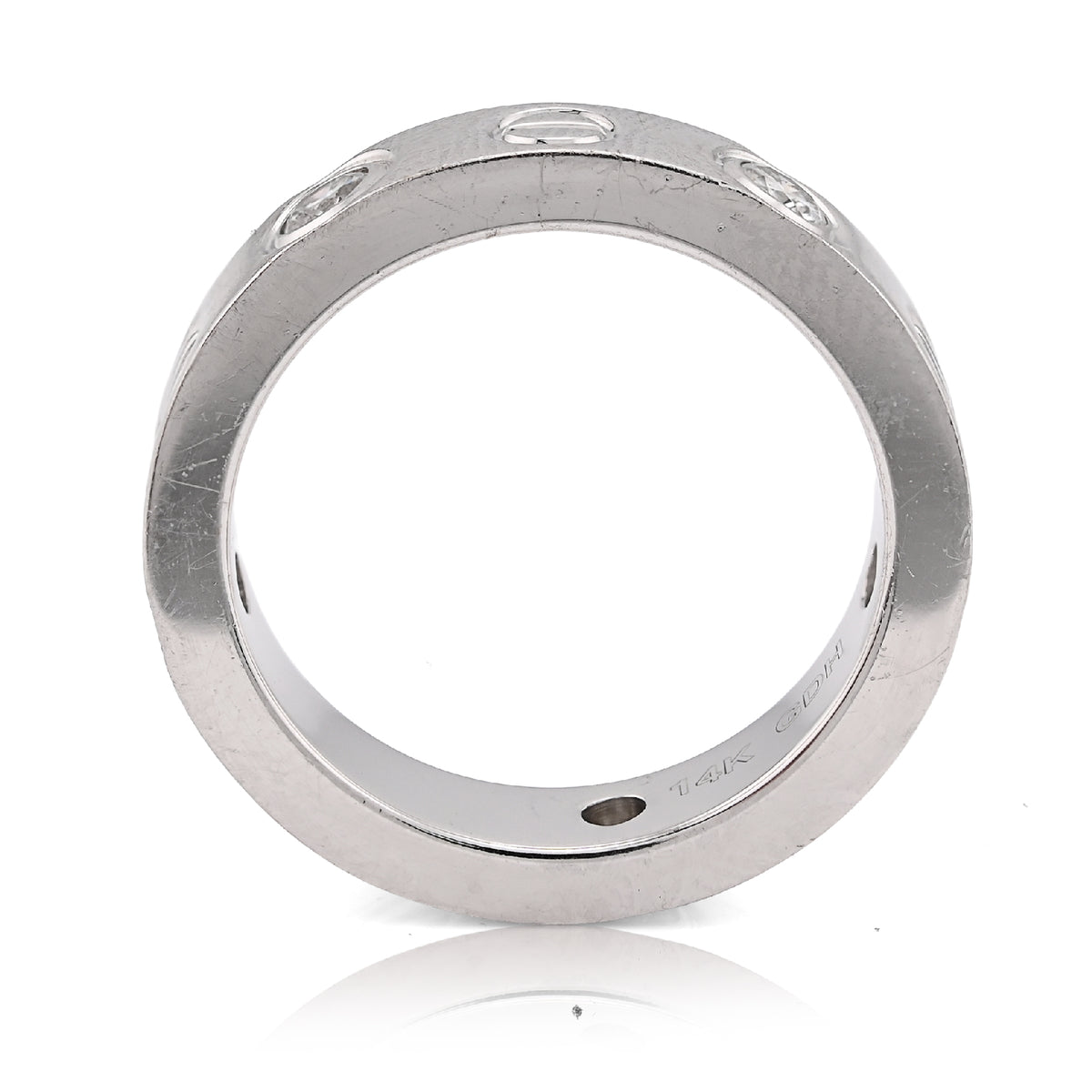 14K White Gold 0.74CT Natural Diamond Cartier 5 Diamond Love Ring Men Band — view 4