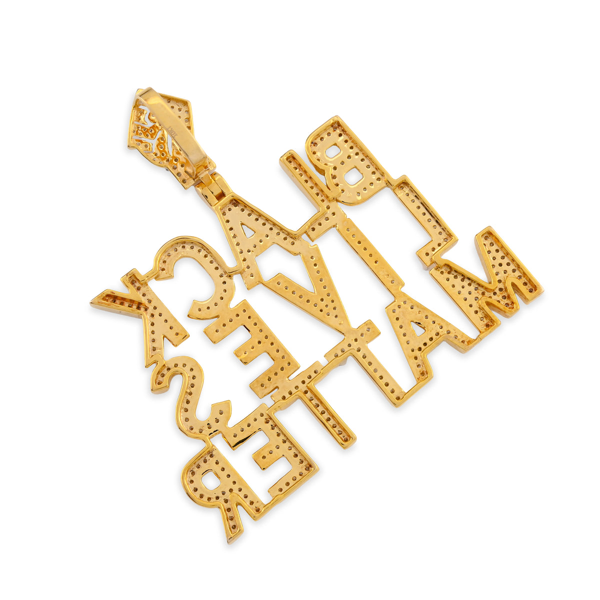 10K Yellow Gold 1.65CT Natural Diamond "BLACK LIVES MATTER" Men Pendant Women — view 7
