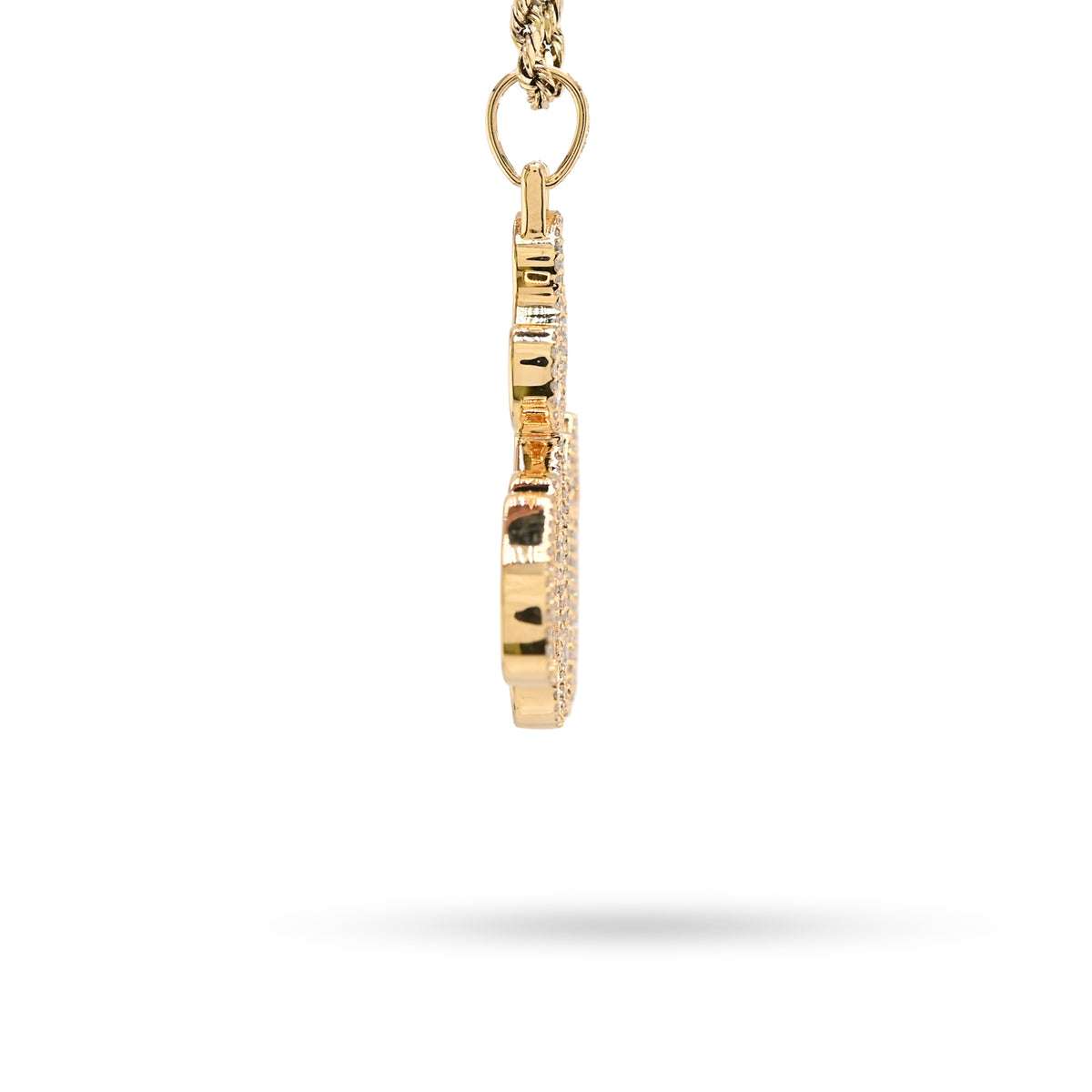 10K Yellow Gold 1.25 CT Natural Diamond Allah Religious Pendant Men Women Charm 1.75" — view 3
