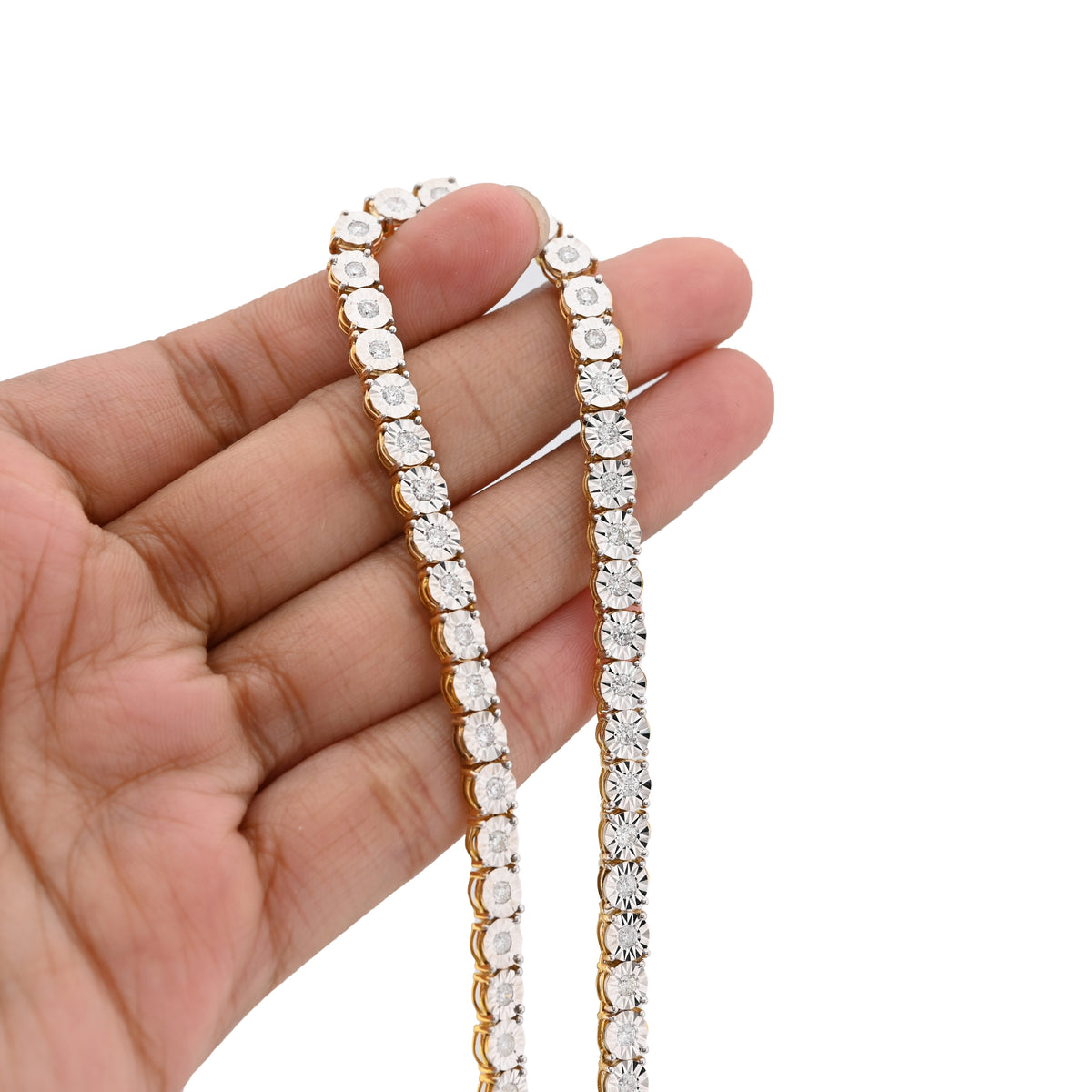 10K yellow Gold 4.94CT Natural Diamond Tennis Chain 5.5MM Necklace 22" — view 8
