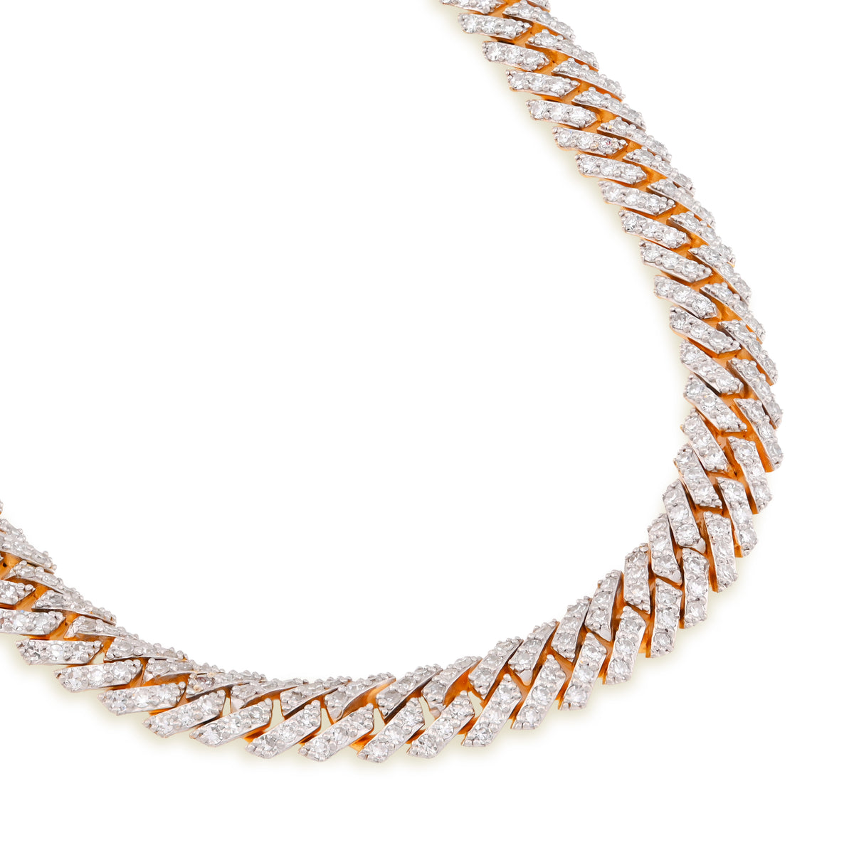 925 Yellow Silver 12.87CT 8MM Lab Diamond Snake Cuban Link Chain 21" Necklace — view 2