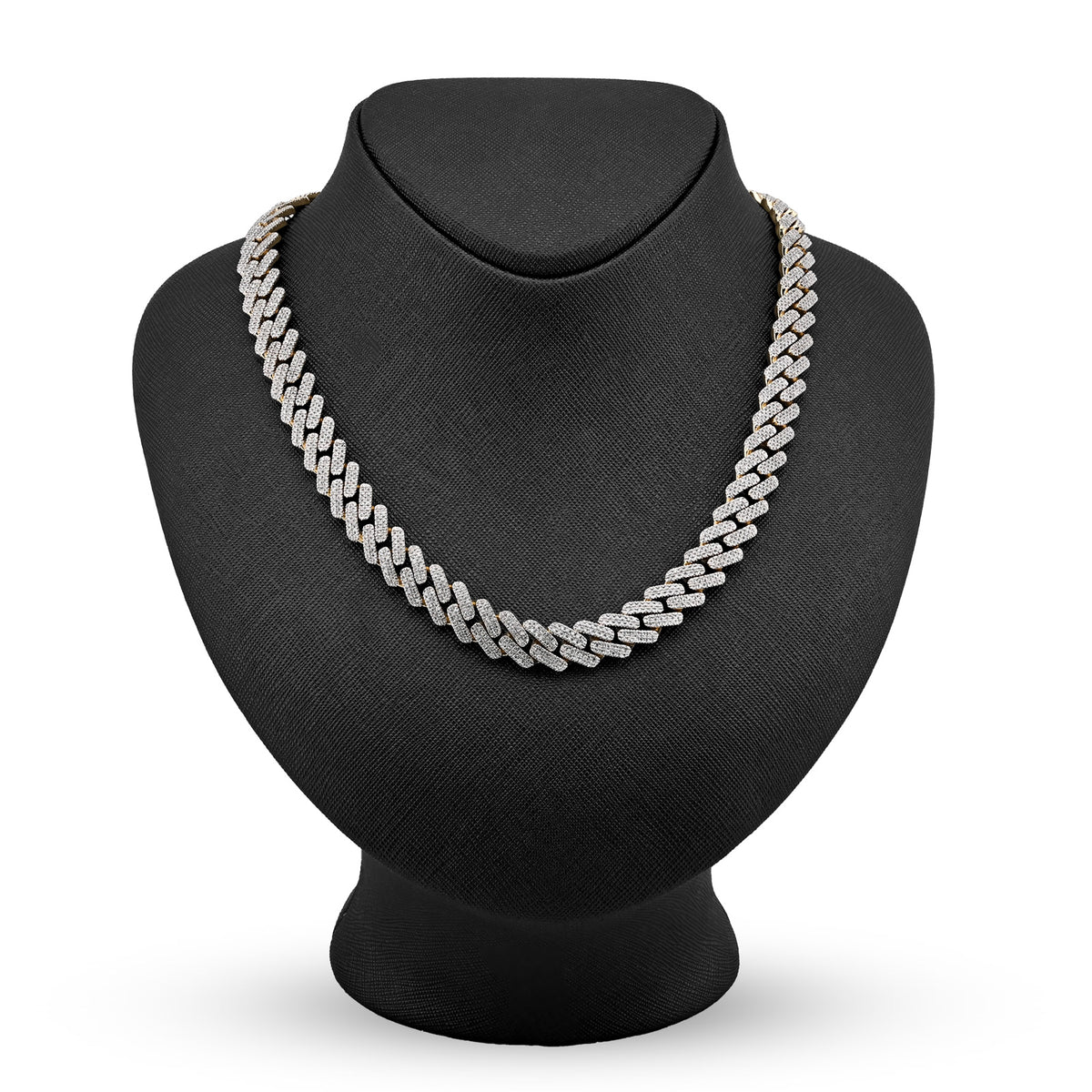 10K Yellow Gold 6.74 CT Natural Diamond 11 MM Cuban Link Chain 18" Men Necklace — view 7