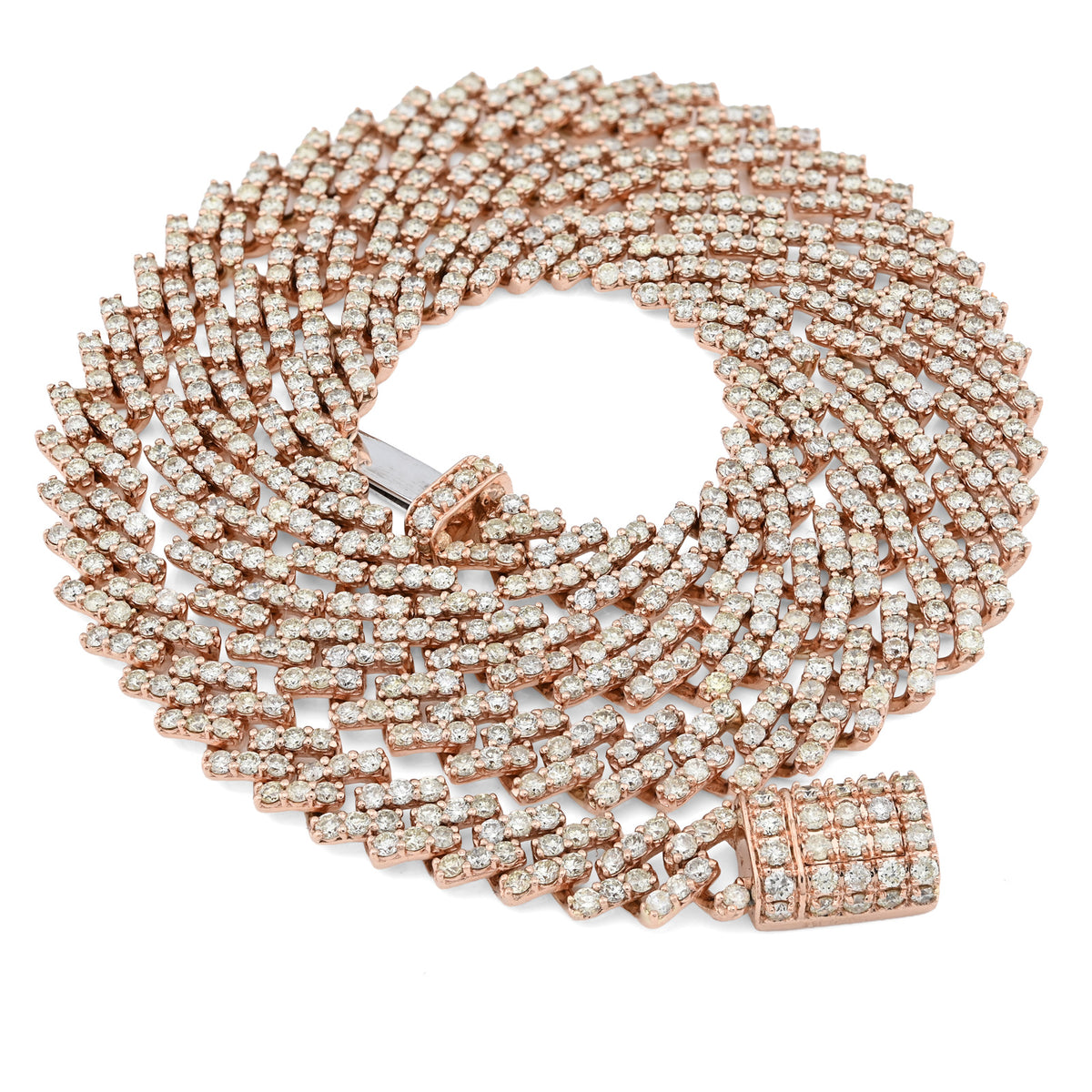 10K Rose Gold 18 CT Natural Diamond 8 MM Cuban link Chain 21" Men Women Necklace — view 5