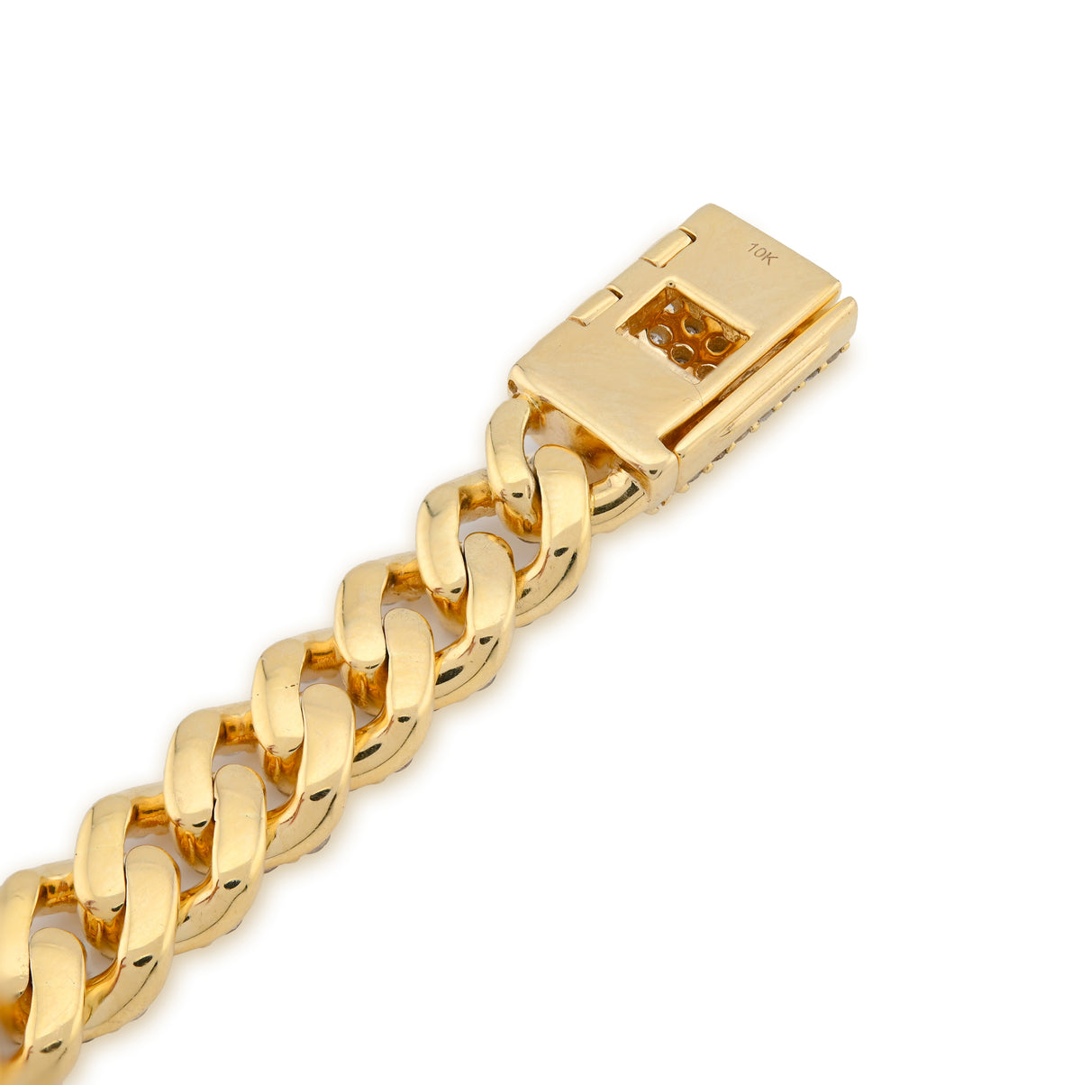 10K yellow Gold 6.87CT natural Diamond Round Cuban Link Bracelet 8MM Men Bracelet 8" — view 4