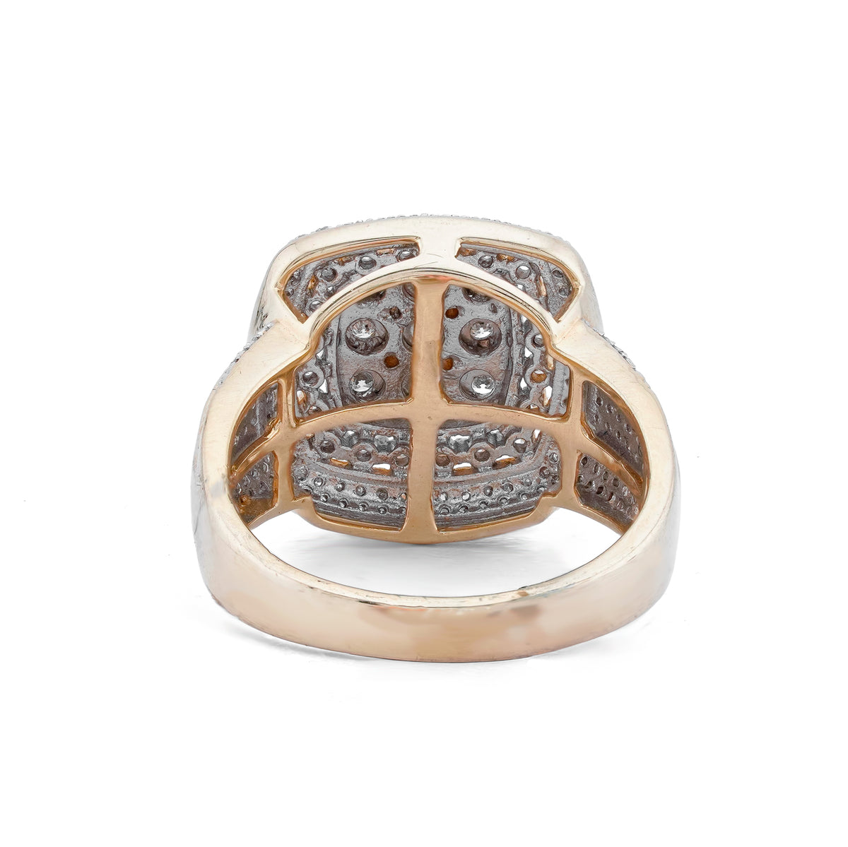 Multi Level Halo Ring Illusion set Natural Diamond 0.75CT 14K Yellow Gold Ring