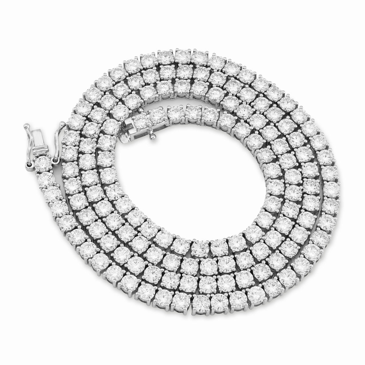 10K White Gold 29.32CT Lab Diamond Pointer Chain 22" Tennis Chain 4MM Men Women 31.5g — view 8