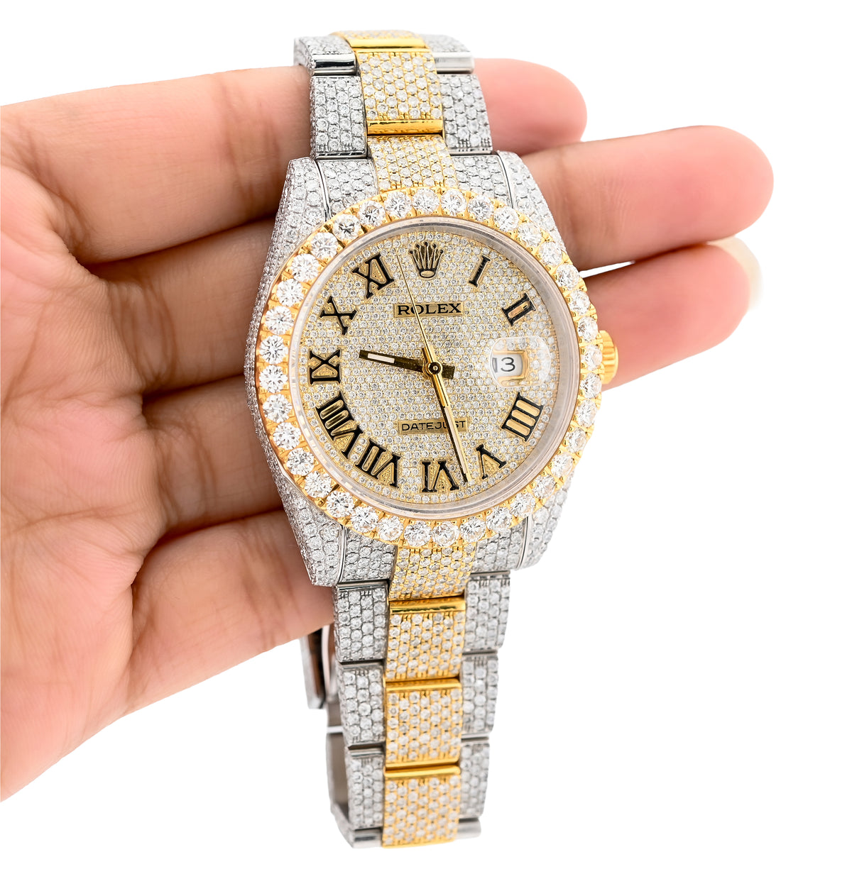 Rolex 41MM DateJust Yellow Gold & SS 19CT Natural Diamond Bussdown Roman Numeral Dial Oyster Band 126333 — view 7