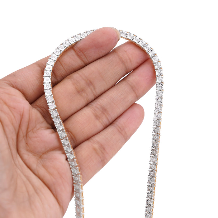 10K Yellow Gold 1.71CT 3.3MM Natural Diamond 22" Illusion Tennis Chain — view 1