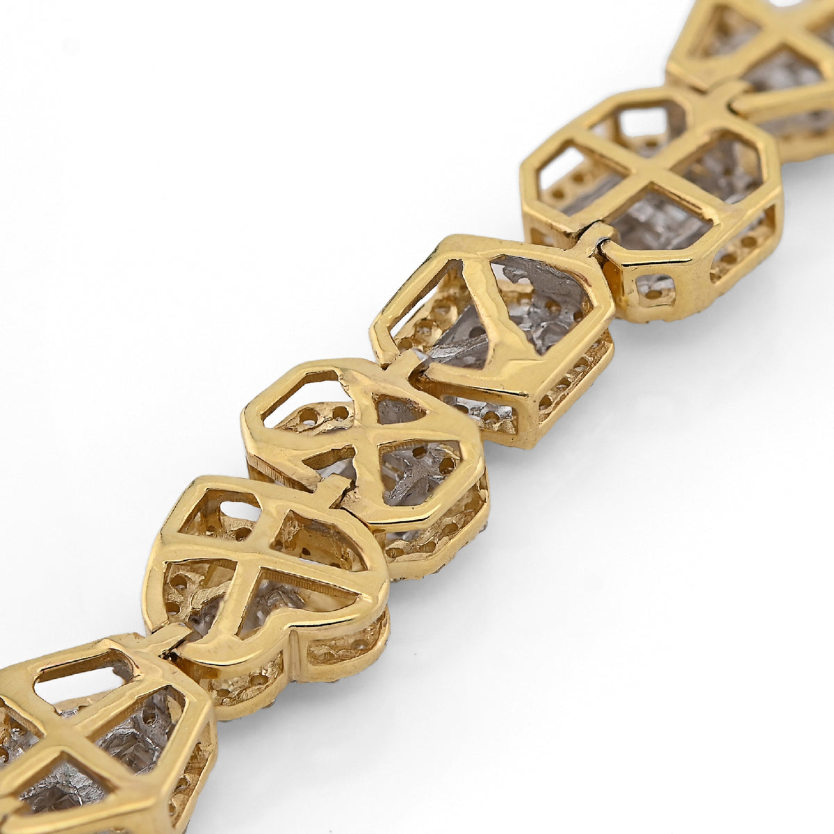 10K yellow Gold 2.33CT Natural Diamond Round/baguette Designer Bracelet 7.5MM Men Women 7"  — view 6