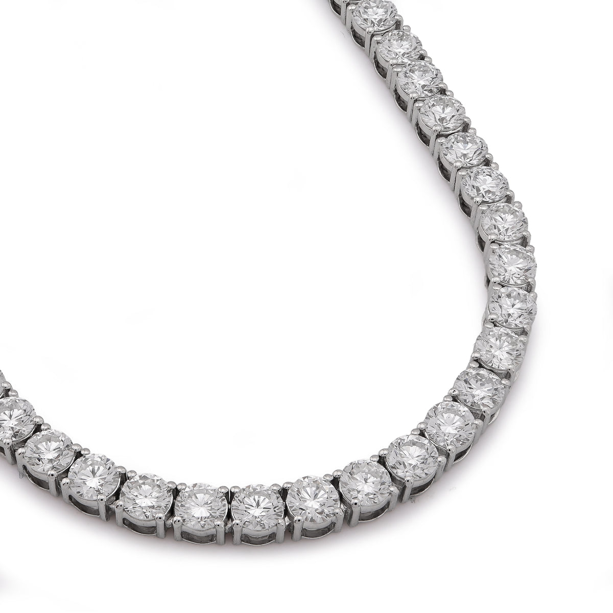 25 Pointer Tennis Chain 22.75CT Lab Diamond 925 Silver 18" men Women Necklace — view 3
