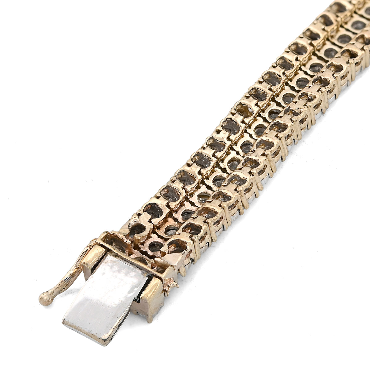 10K Yellow Gold 3 Row 4CT Natural Diamond 9" Men Women 8.5MM Tennis Bracelet — view 7