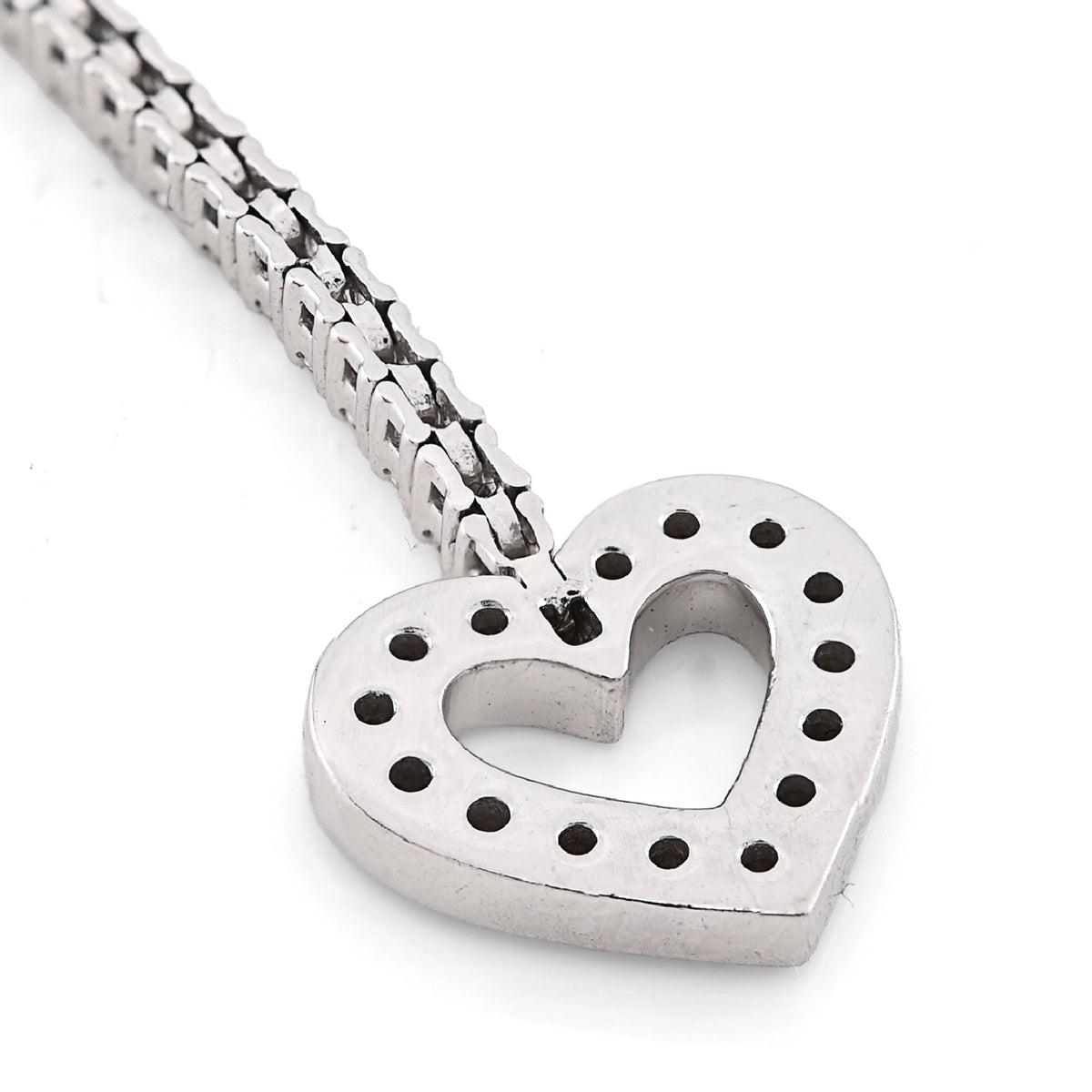 14K White Gold 1.25 CT Natural Diamond Heart Tennis Bracelet Women 7"  — view 4