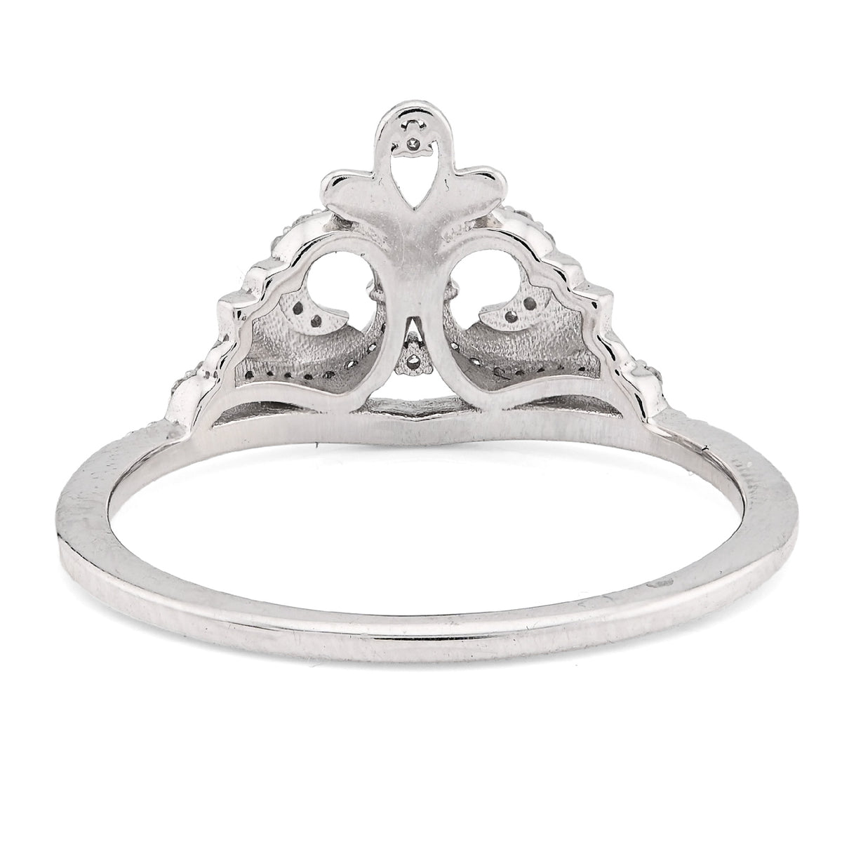 925 WS 0.10CT Natural Diamond Princess Crown Women Band RING — view 5
