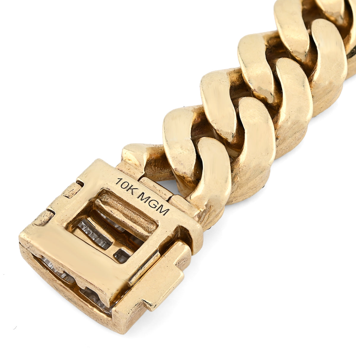 10K yellow Gold 8CT Natural Diamond Round/Baguette 11.5MM Cuban Link Bracelet 8" Men 70.2g  — view 4