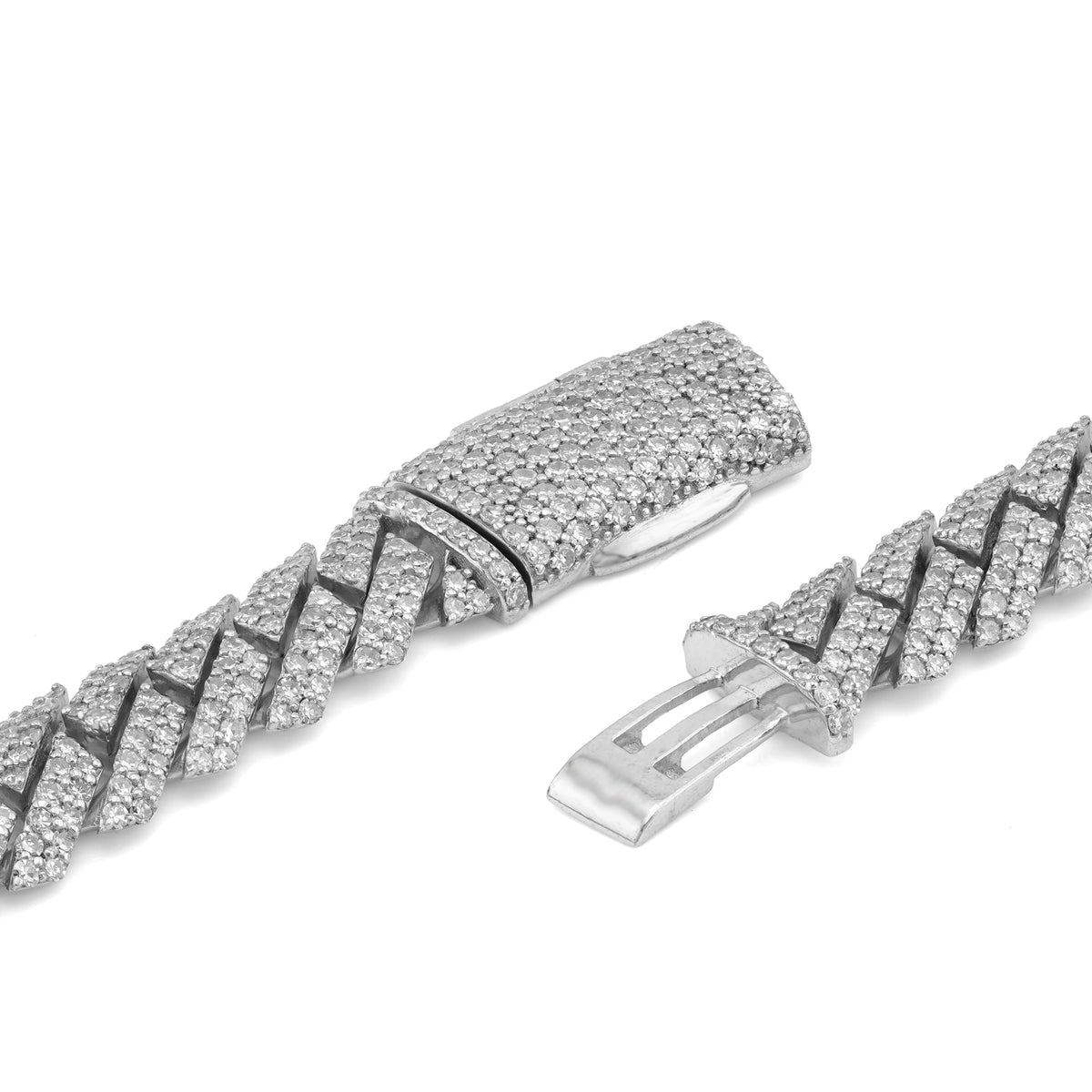 925 SS 22.85CT Lab Diamond 10MM Snake Cuban Link Chain 10MM 22" — view 2