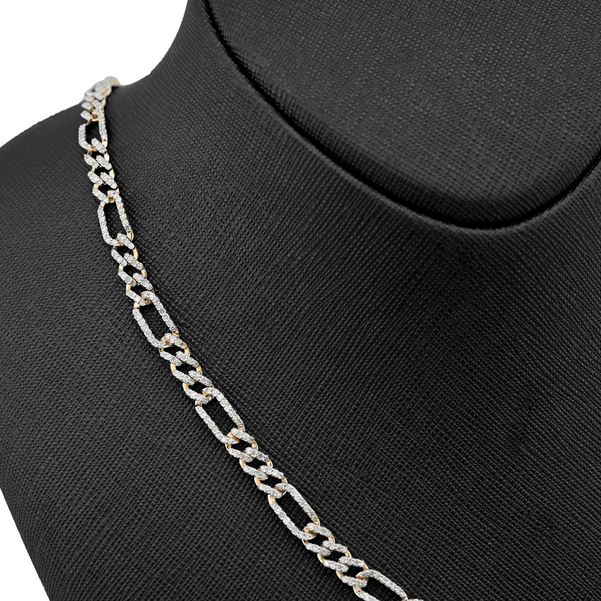 10K Yellow Gold 7.50 CT Natural Diamond 5.5 MM Figaro Chain 20" Men Women Necklace — view 2