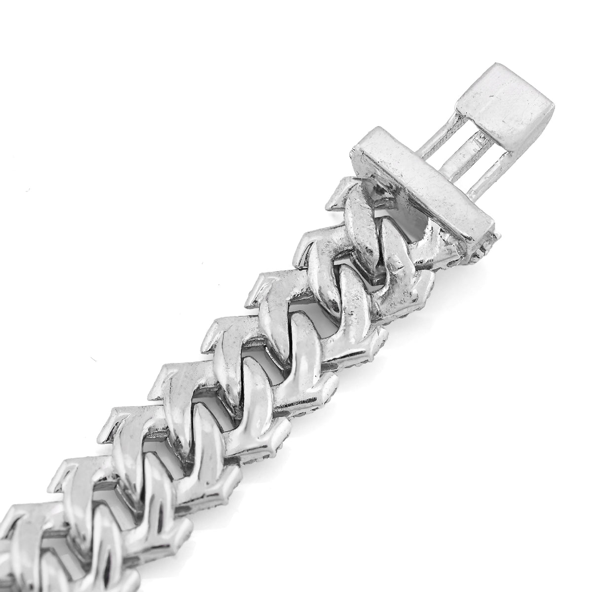 925 SS 4.2CT Natural Diamond Snake Cuban Link 8MM Mens 8" Bracelet 21.9g — view 8