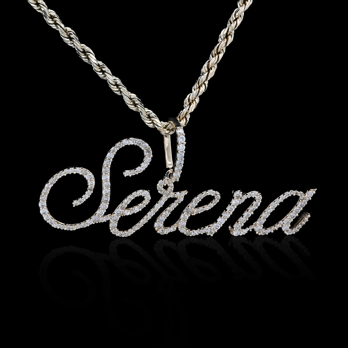10K Yellow Gold 1 CT Natural Diamond "SERENA" Name Pendant 3.1 g Women Charm — view 6