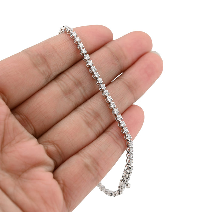 925 Silver 2 CTW Lab Diamond Bracelet 7" Men Women — view 1